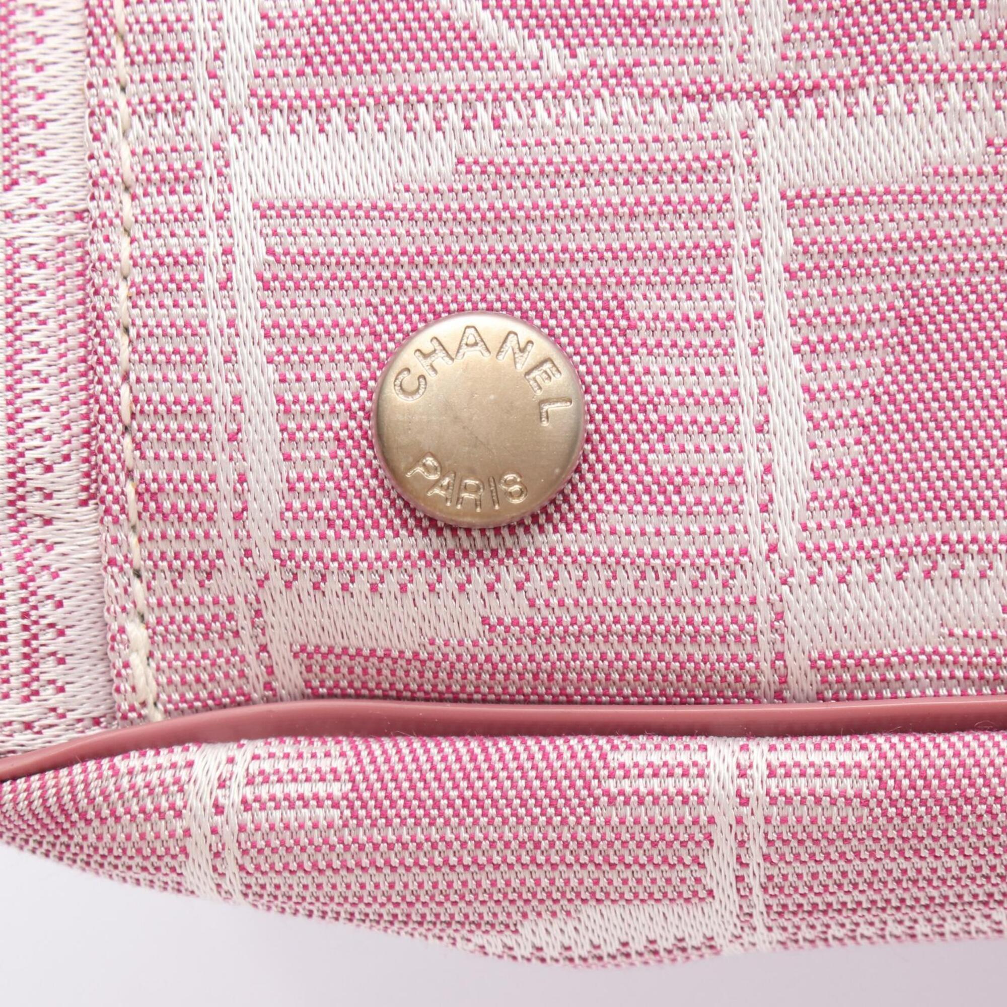 Chanel Pink Leather Nylon Canvas Handbag Tote Bag (Pre-Owned)