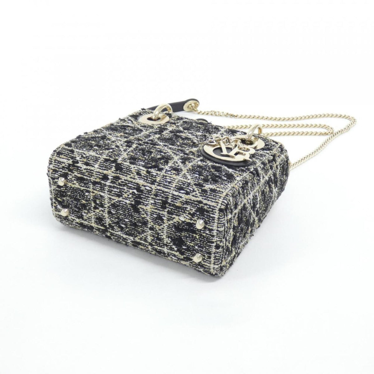 Christian Dior Black White Tweed Leather Handbag (Pre-Owned)