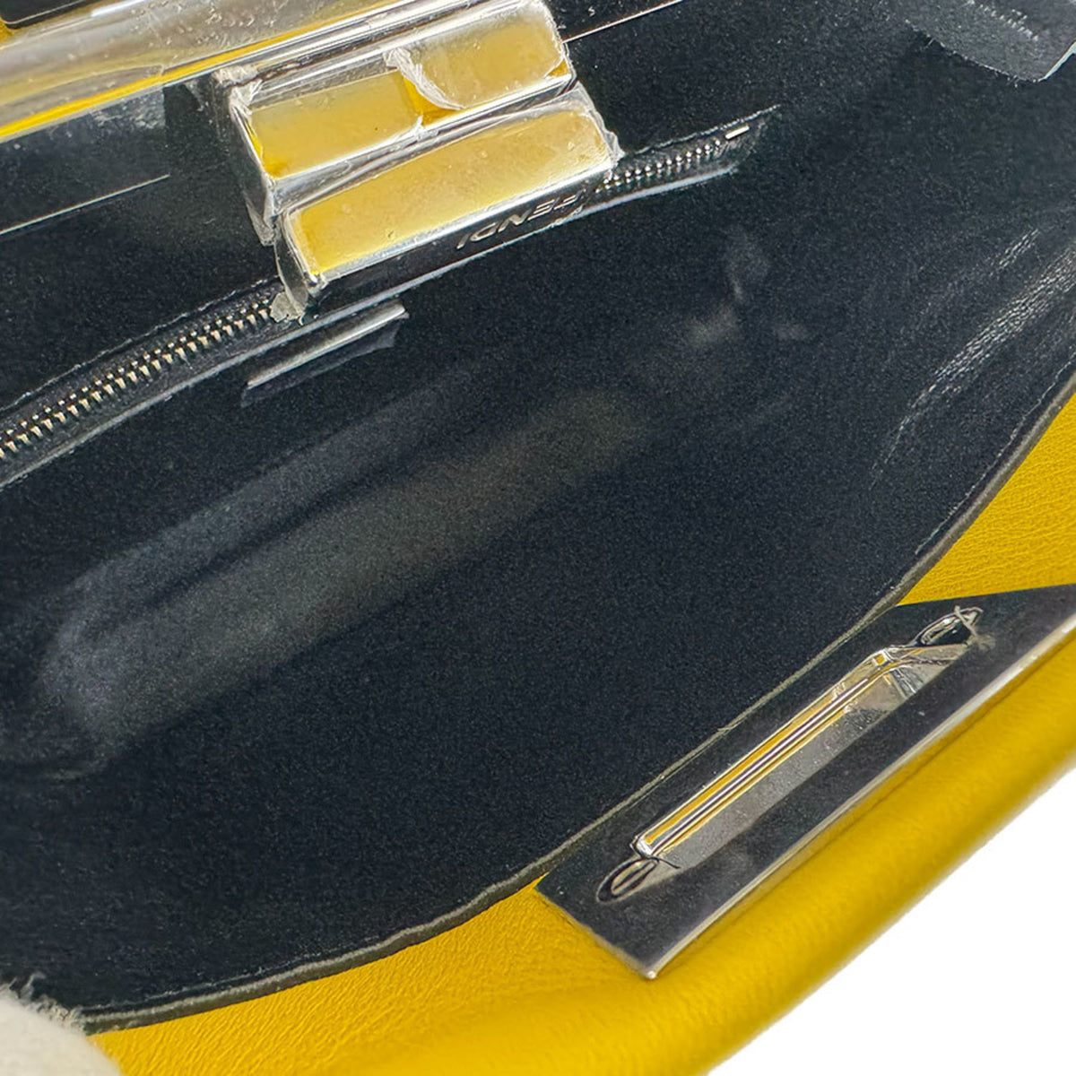 Fendi Yellow Fur Handbag Shoulder Bag (Pre-Owned)