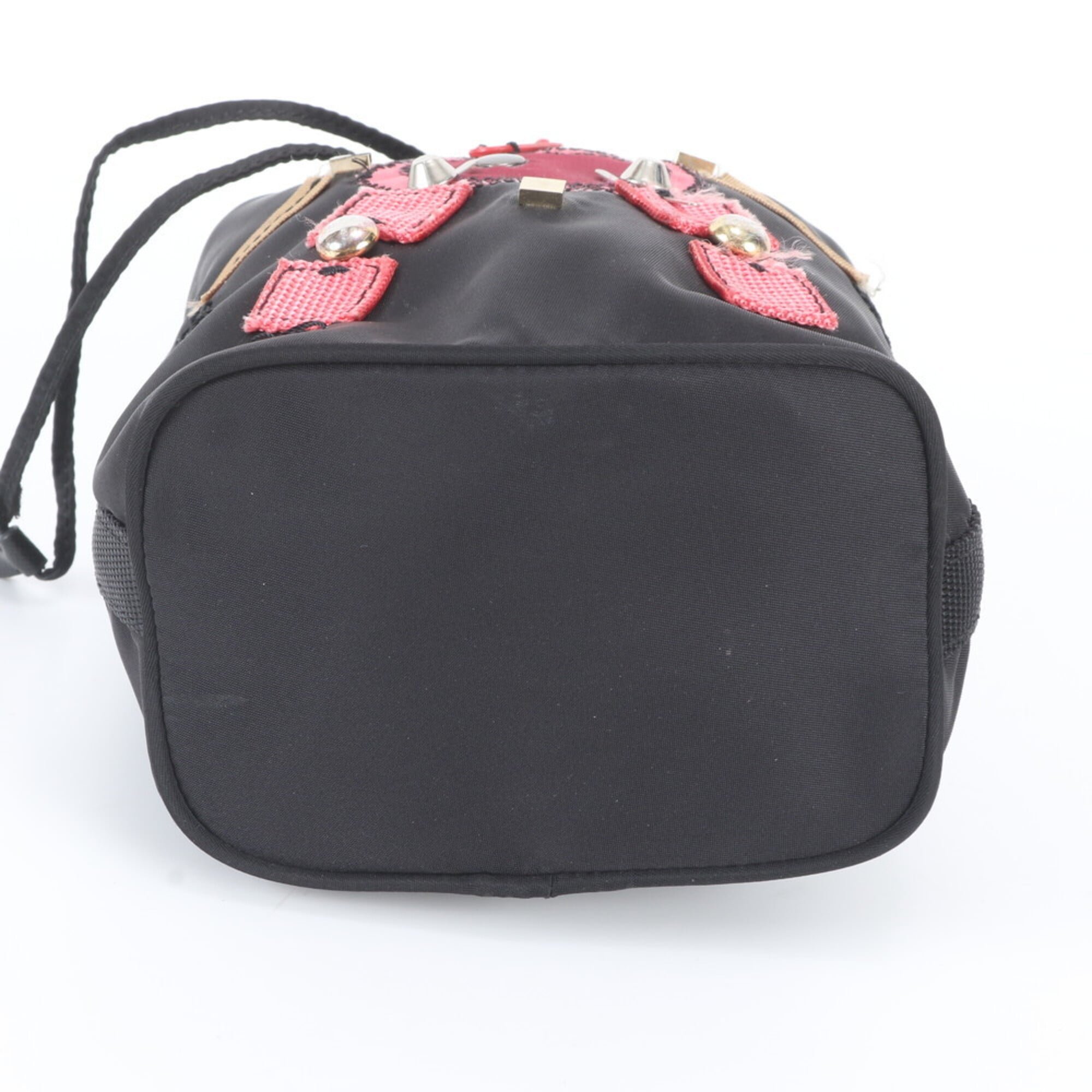Prada Black Pink Nylon Leather Handbag (Pre-Owned)