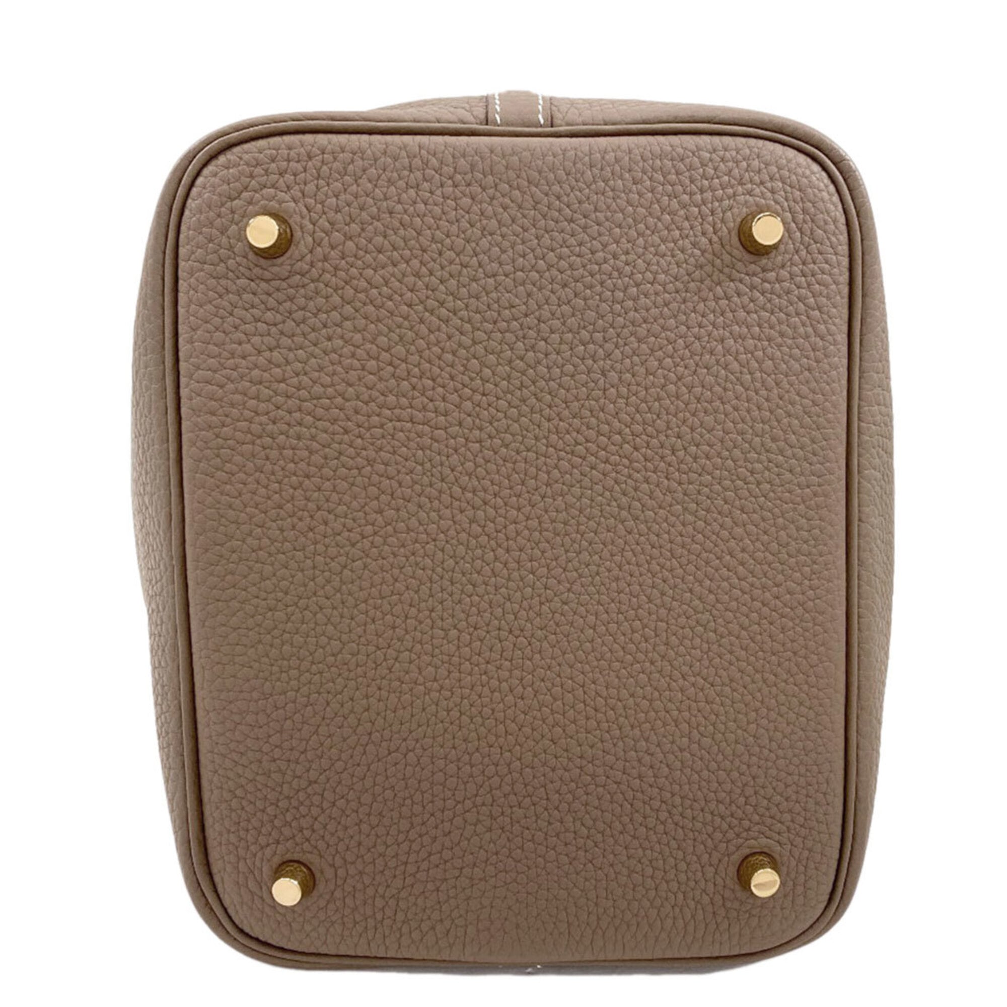 Hermes Grayish Taurillon Clemence Leather Handbag (Pre-Owned)
