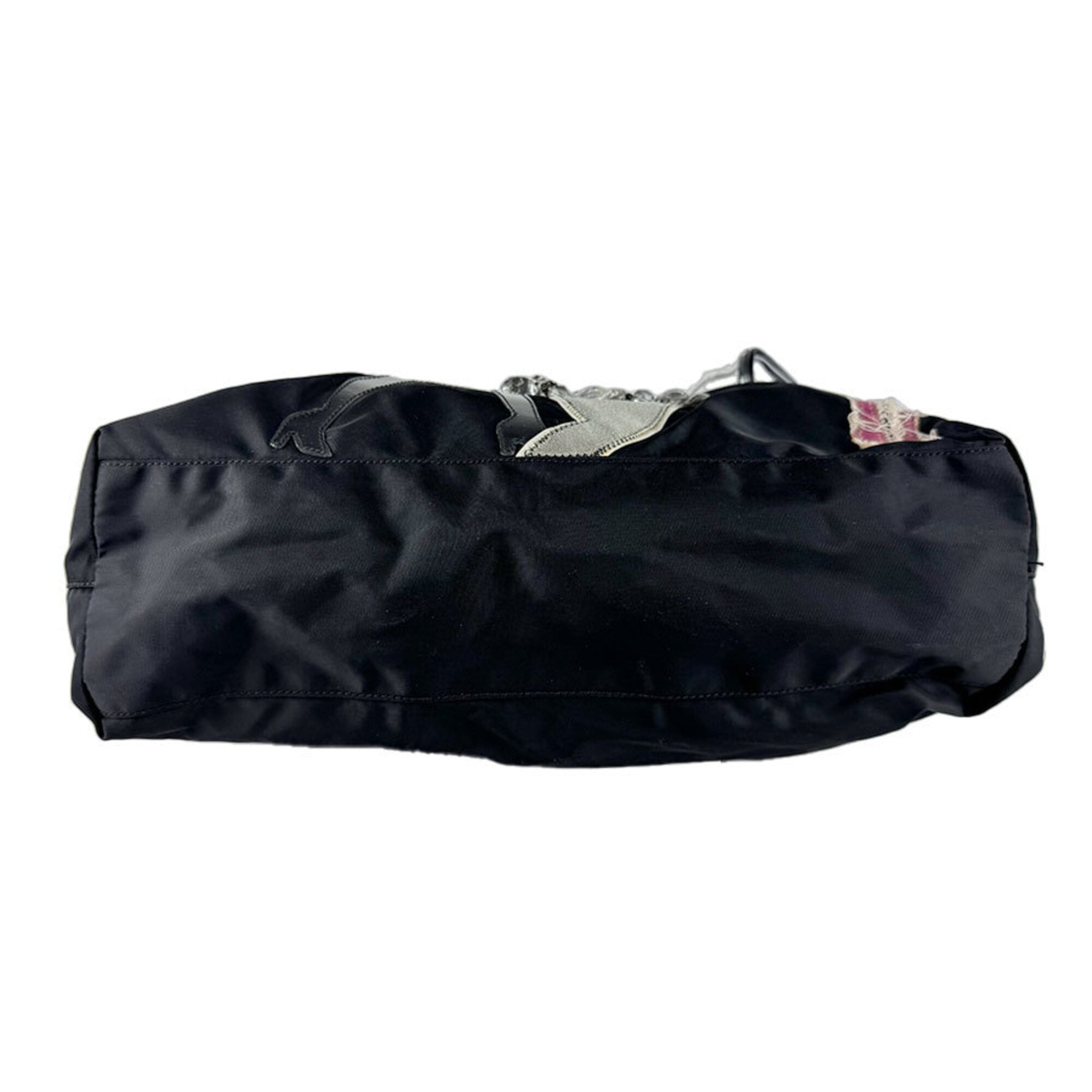 Prada Black Multi-Color Nylon Shoulder Bag Tote Bag (Pre-Owned)