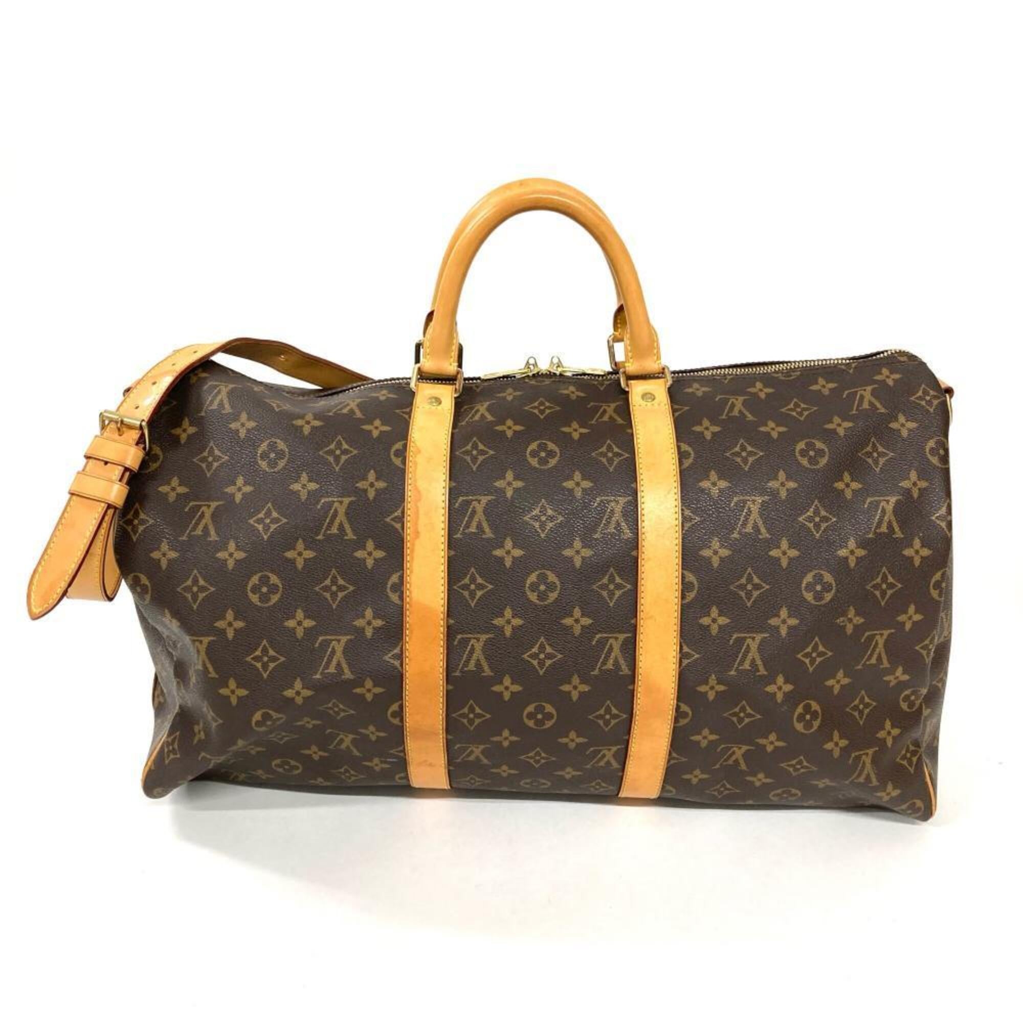 Louis Vuitton Brown Monogram Canvas Leather Boston Bag (Pre-Owned)