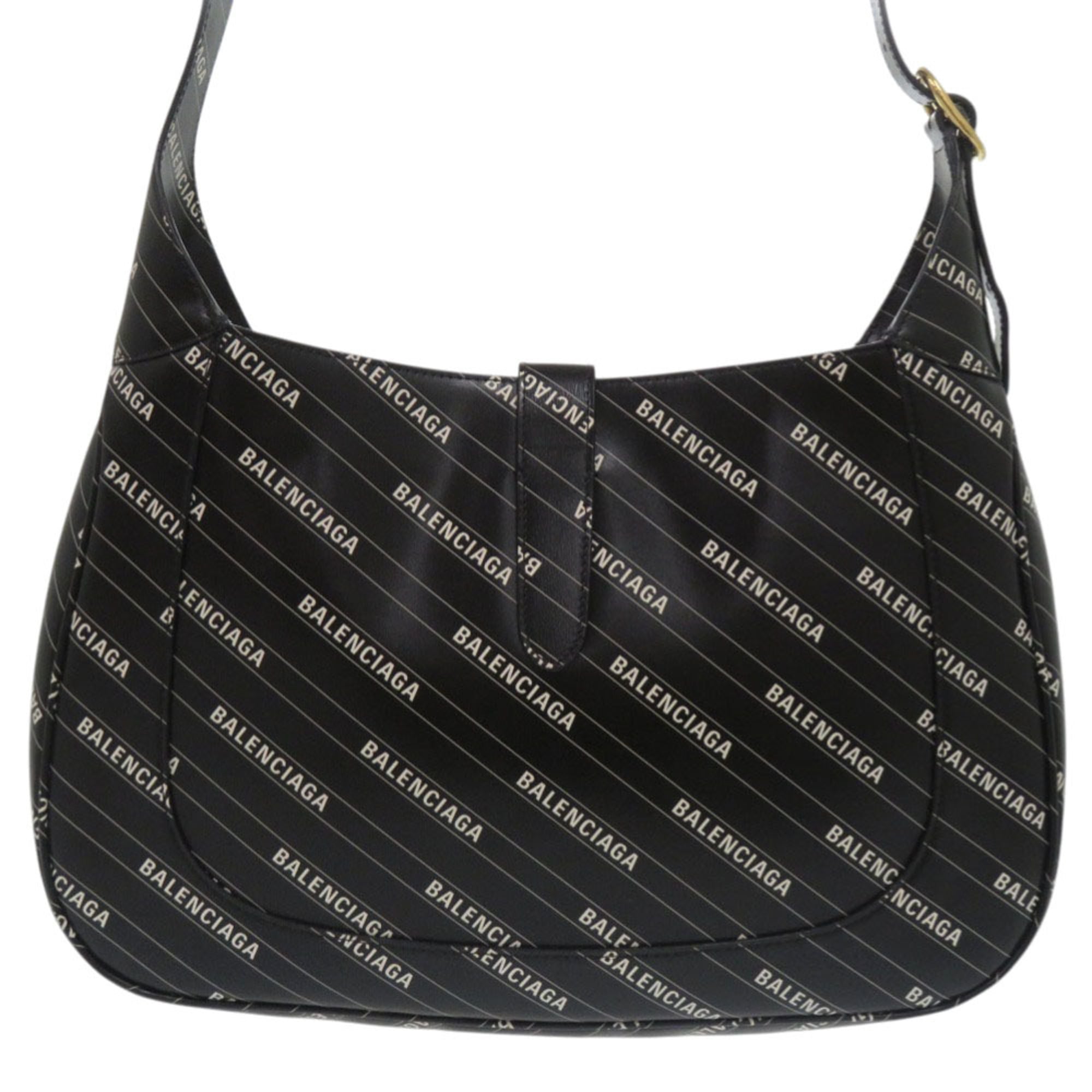 Gucci Black White Leather Shoulder Bag (Pre-Owned)