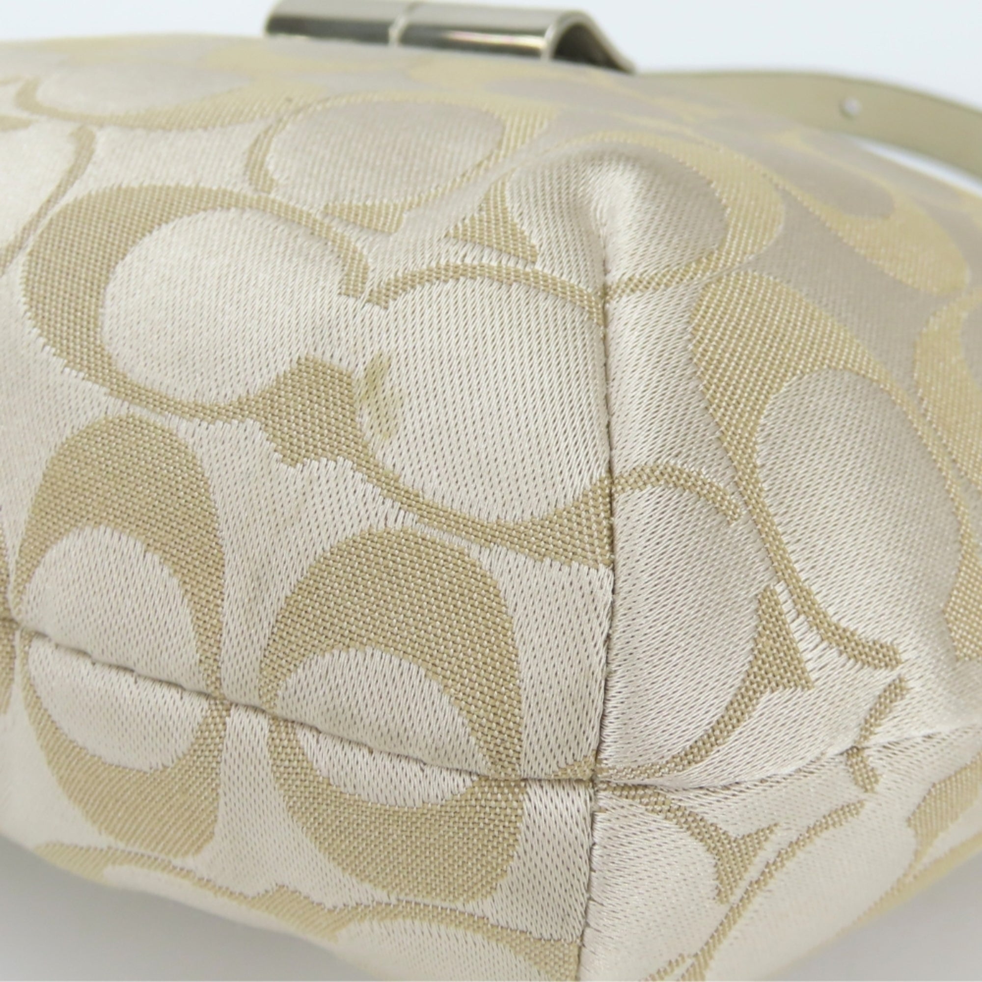 Coach Signature Gold Grayish Canvas Leather Shoulder Bag (Pre-Owned)