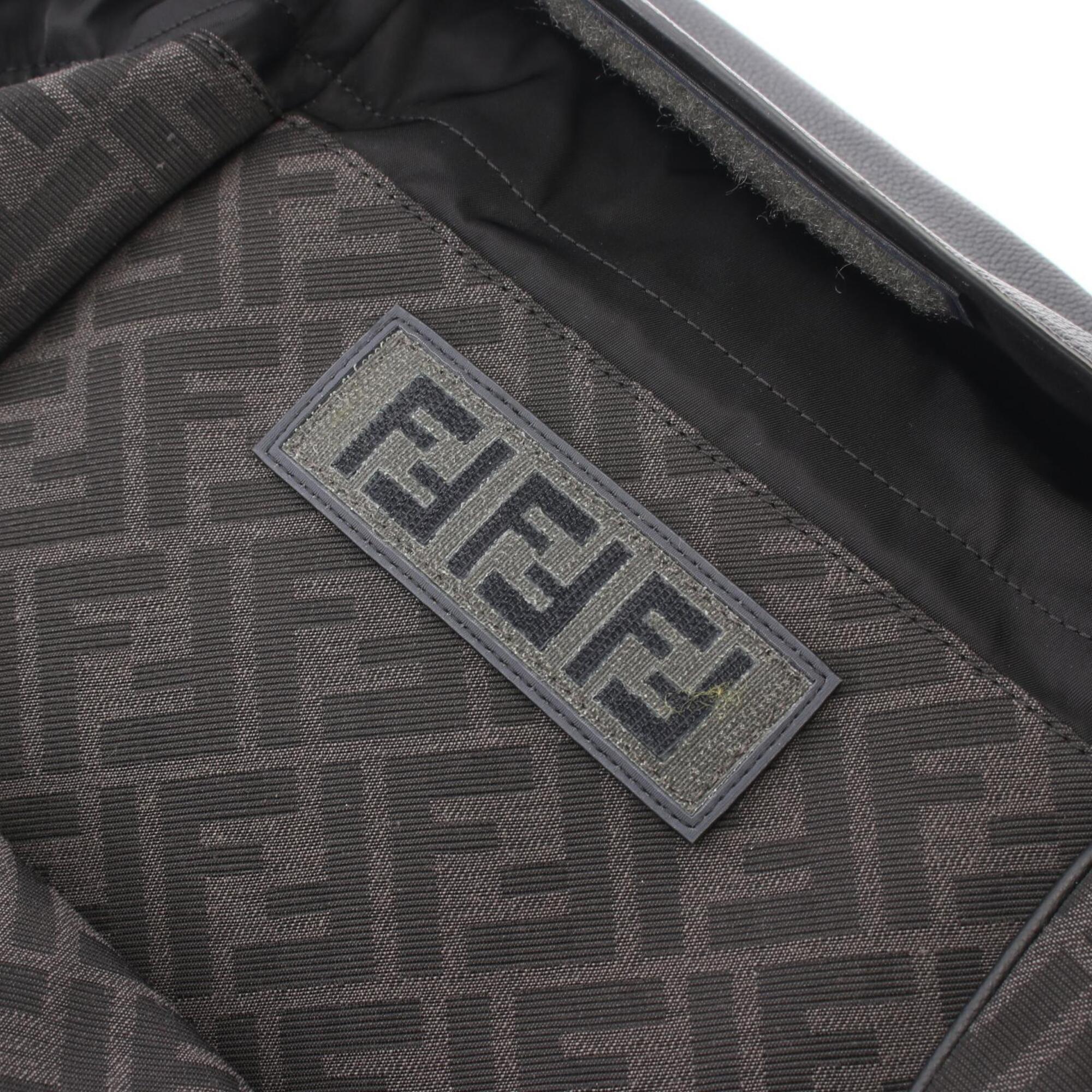 Fendi Black Gray Canvas Leather Backpack (Pre-Owned)