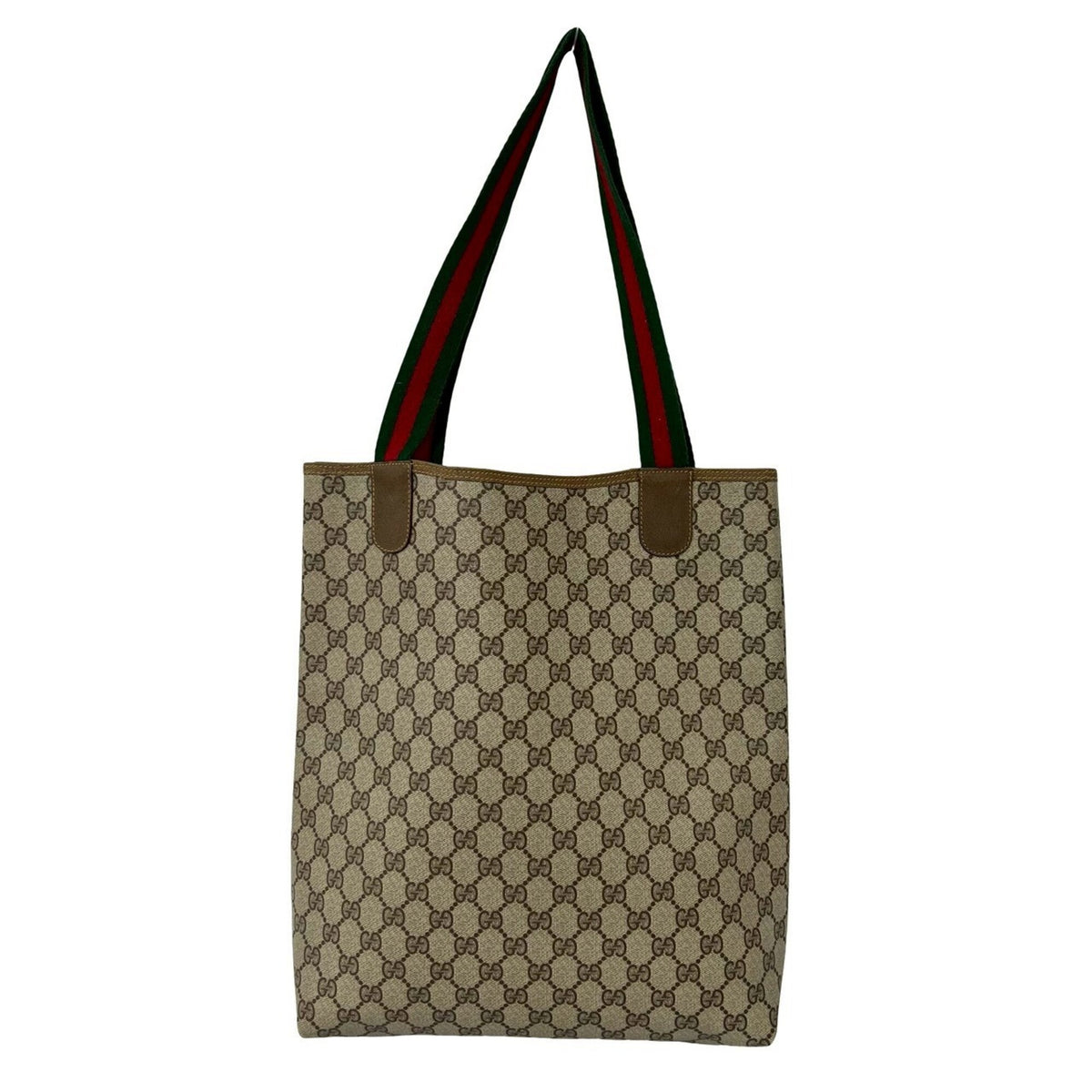 Gucci Brown Green Red Color Leather Pvc Shoulder Bag Tote Bag (Pre-Owned)