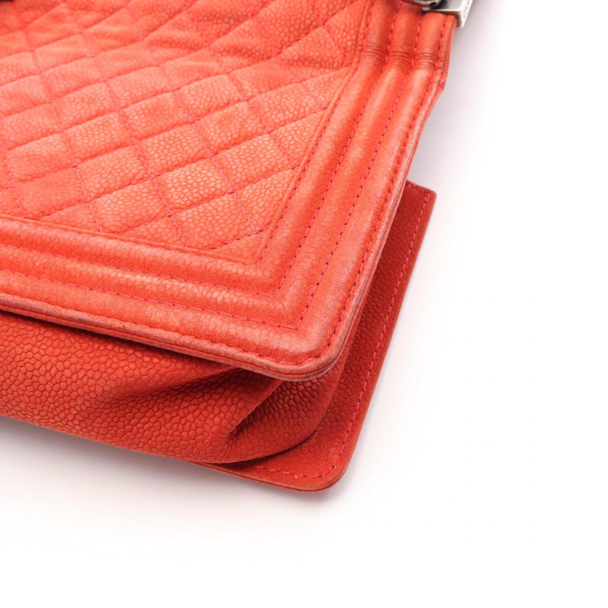 Chanel Red Color Grained Calfskin Handbag Shoulder Bag (Pre-Owned)