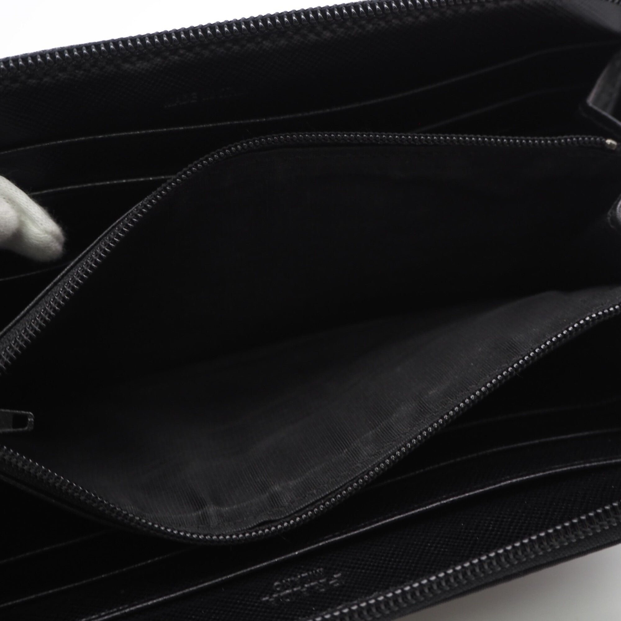 Prada Saffiano Black Nylon Saffiano Long Wallet (Bi-Fold) (Pre-Owned)