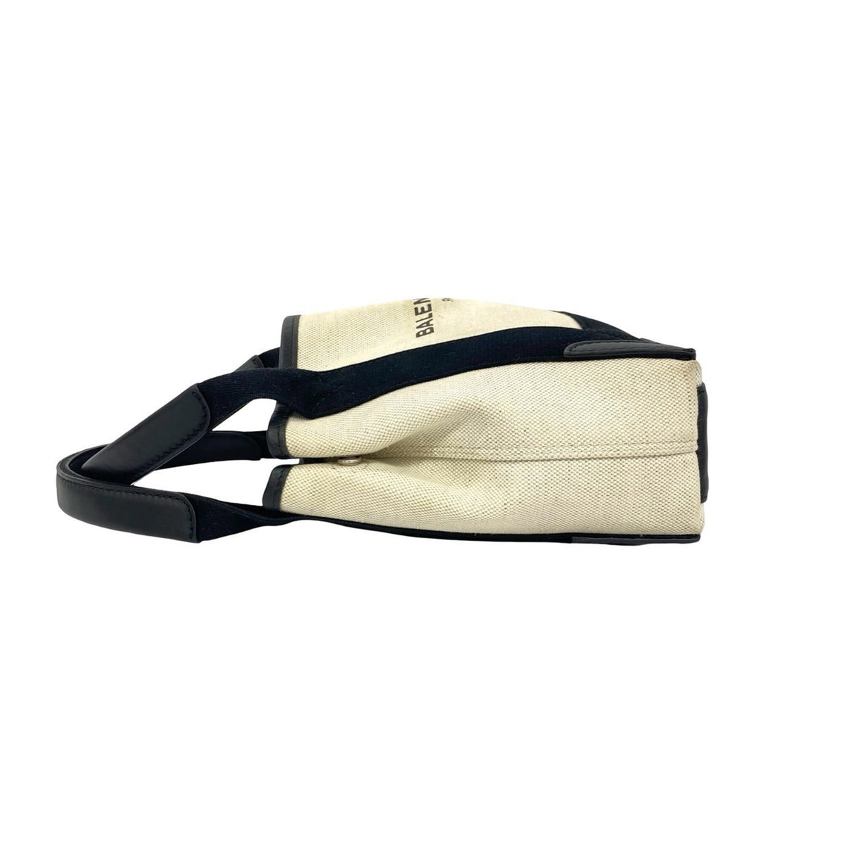 Balenciaga Black Ivory Canvas Leather Pouch Shoulder Bag Tote Bag (Pre-Owned)