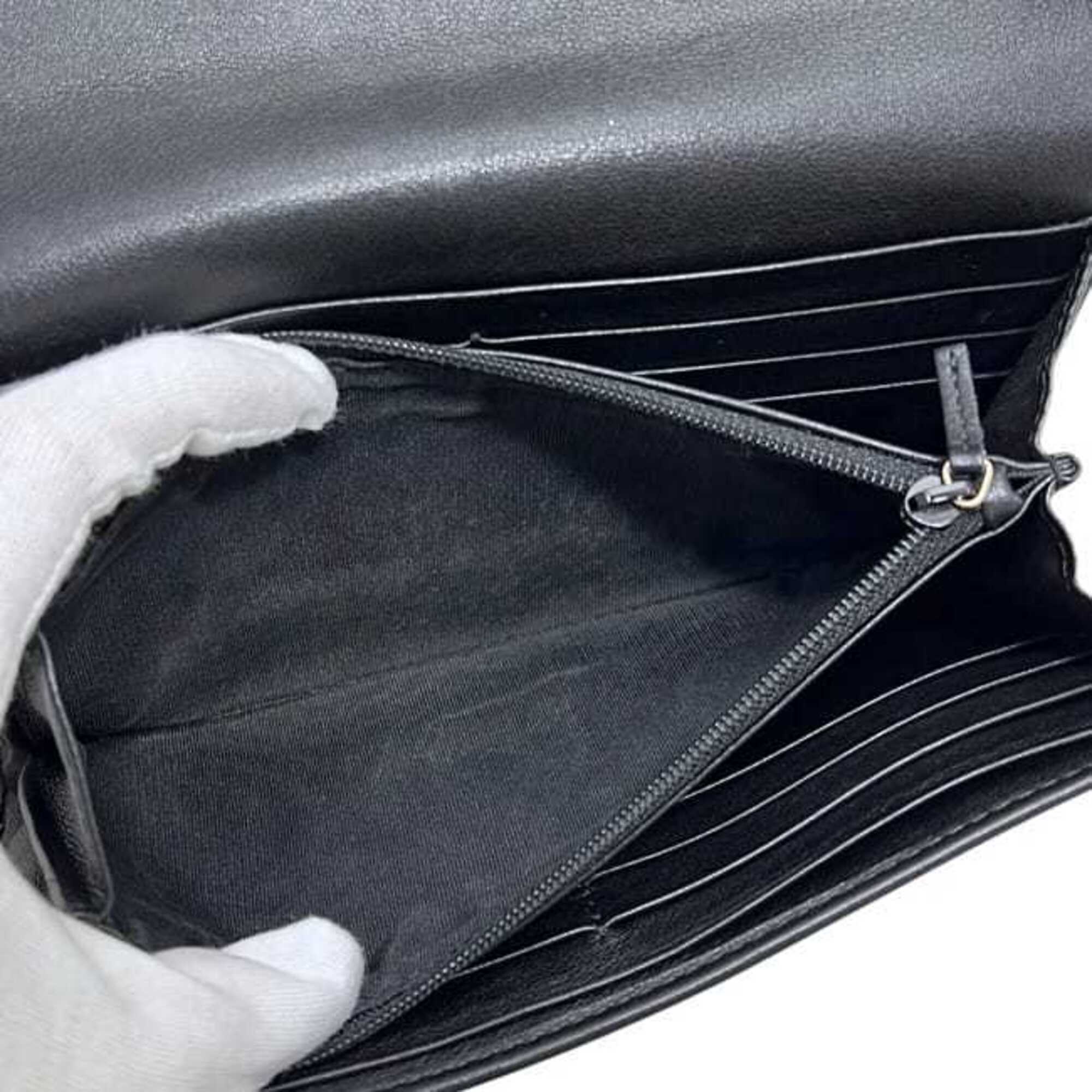 Gucci Black Leather Long Wallet (Bi-Fold) (Pre-Owned)