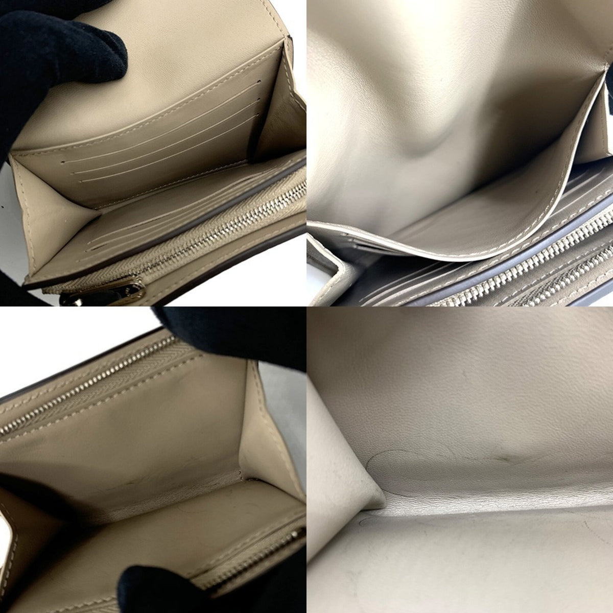 Louis Vuitton Mahina Beige Leather Wallet (Bi-Fold) (Pre-Owned)