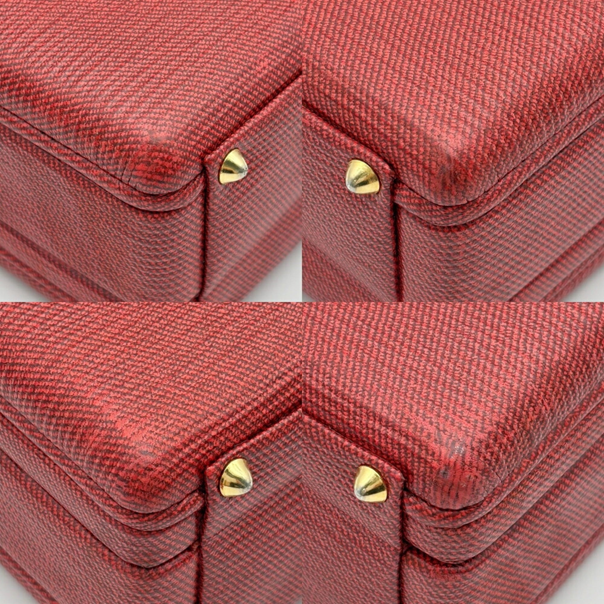 Fendi Red Color Leather Shoulder Bag (Pre-Owned)