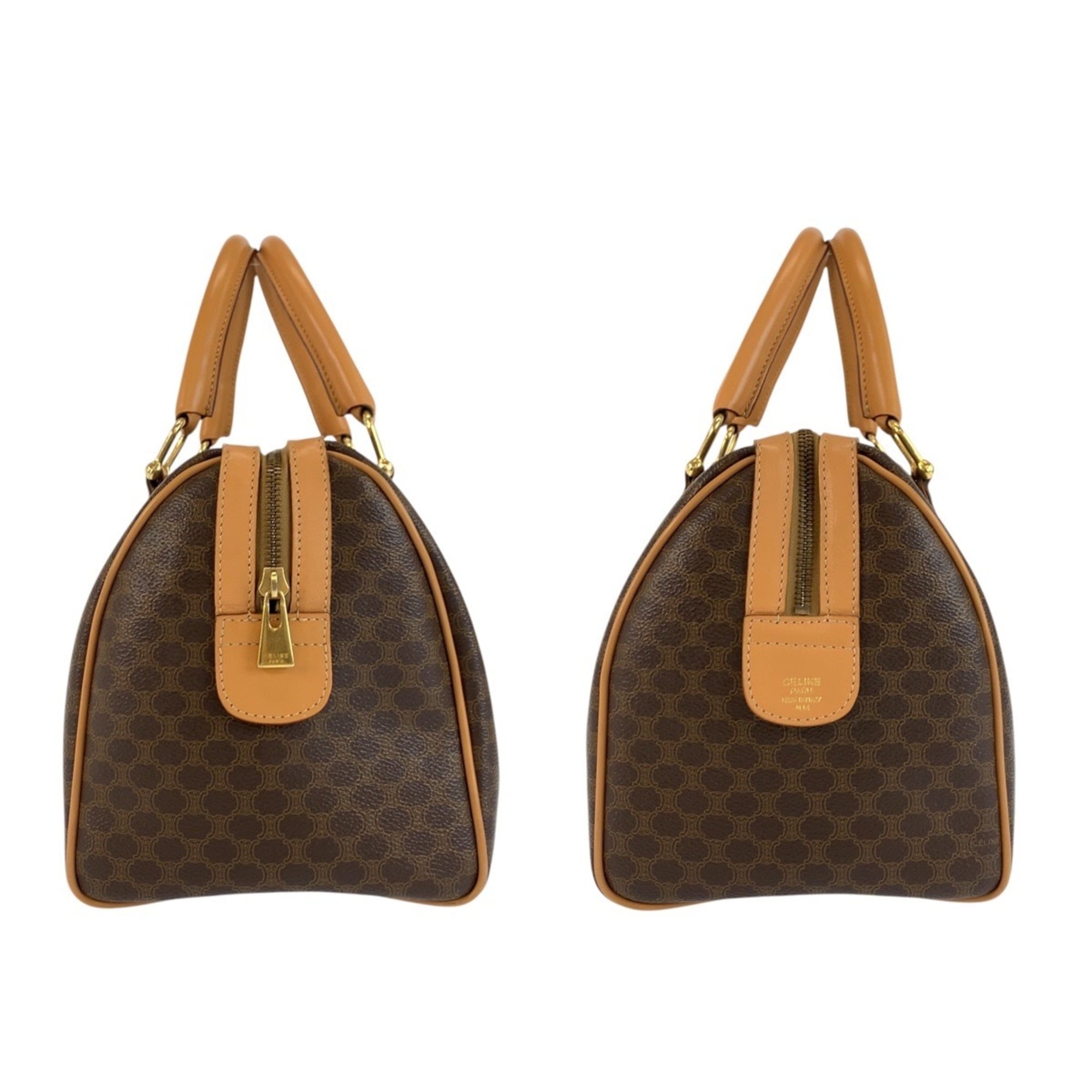 Celine Brown Leather Pvc Boston Bag Handbag (Pre-Owned)