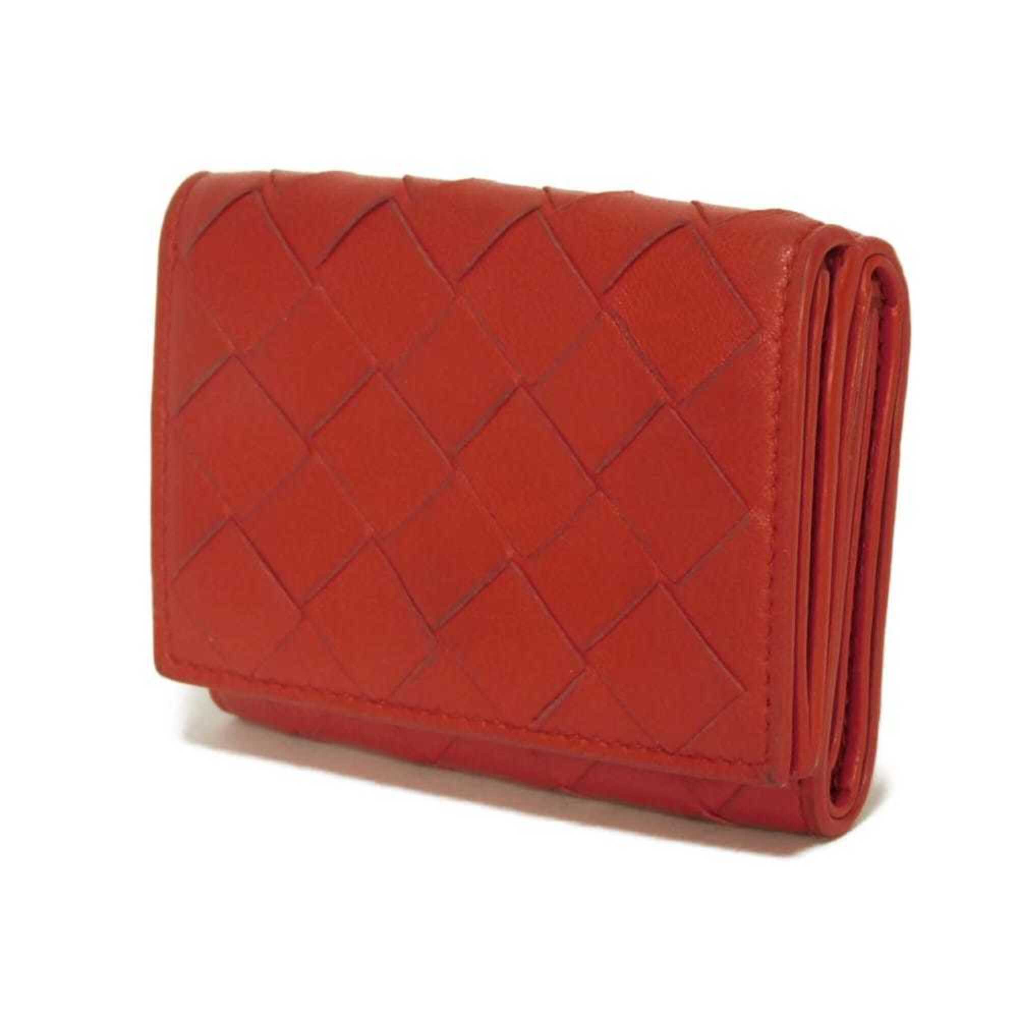 Bottega Veneta Red Color Leather Wallet (Tri-Fold) (Pre-Owned)