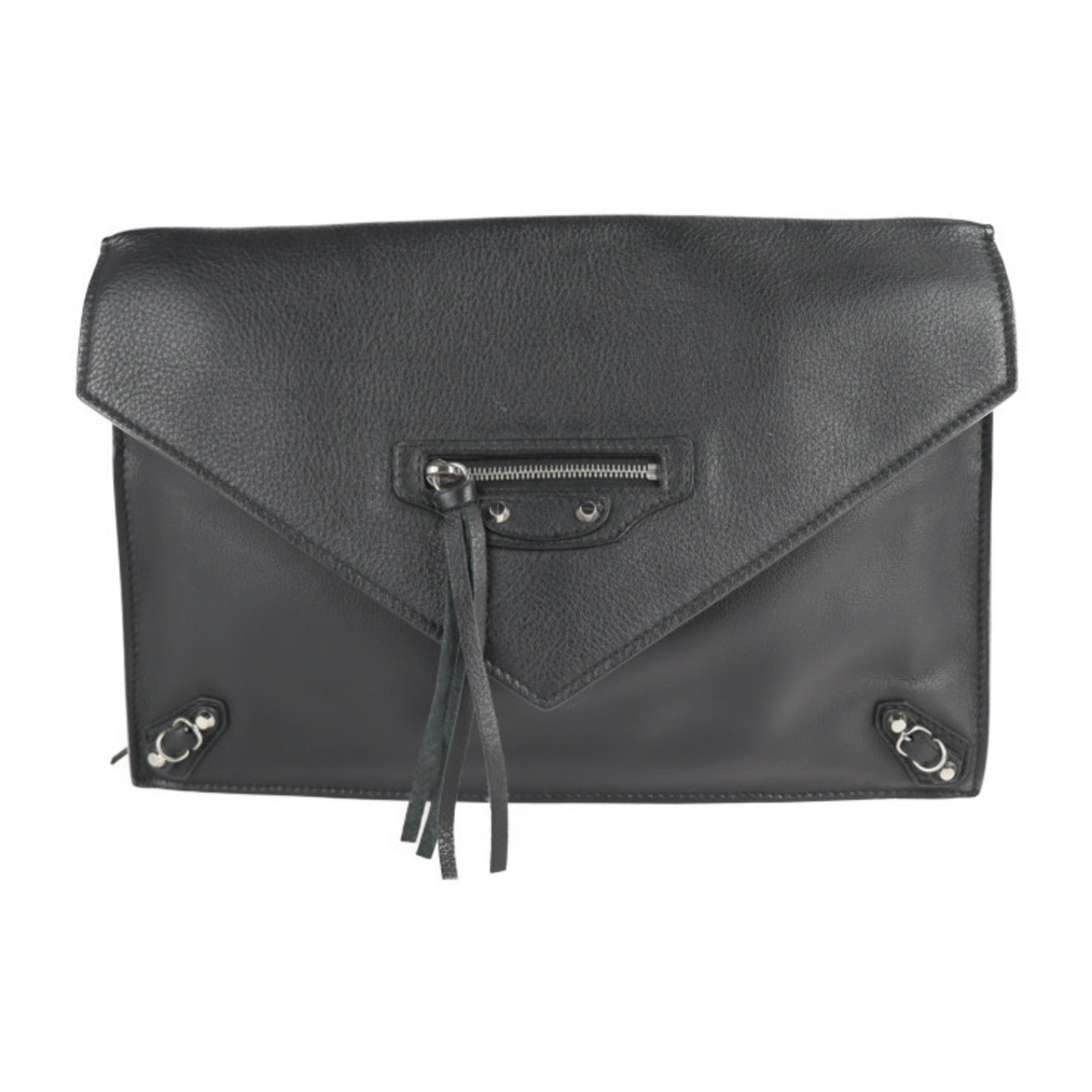 Balenciaga Paper Black Leather Clutch Bag (Pre-Owned)
