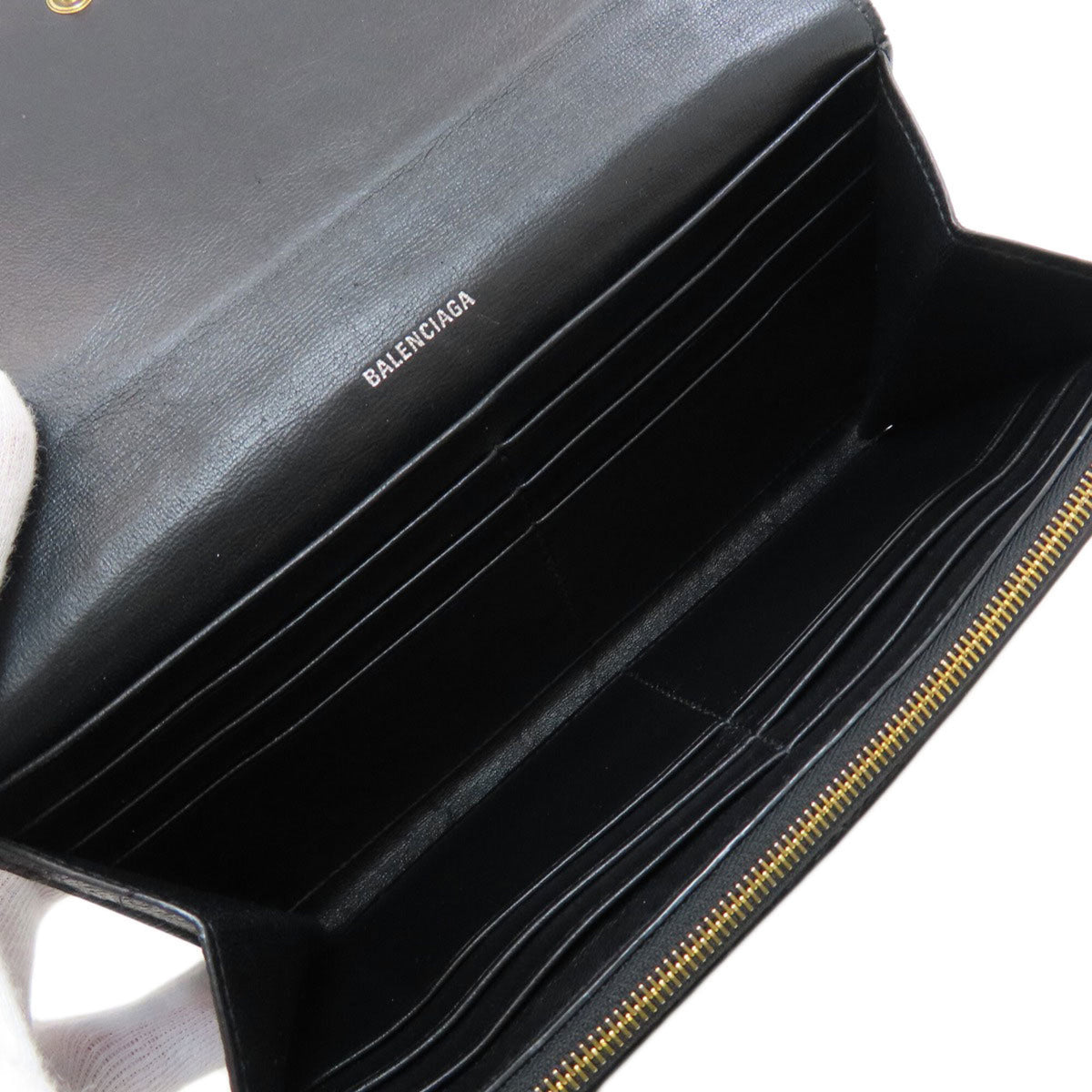 Balenciaga Black Leather Long Wallet (Bi-Fold) (Pre-Owned)