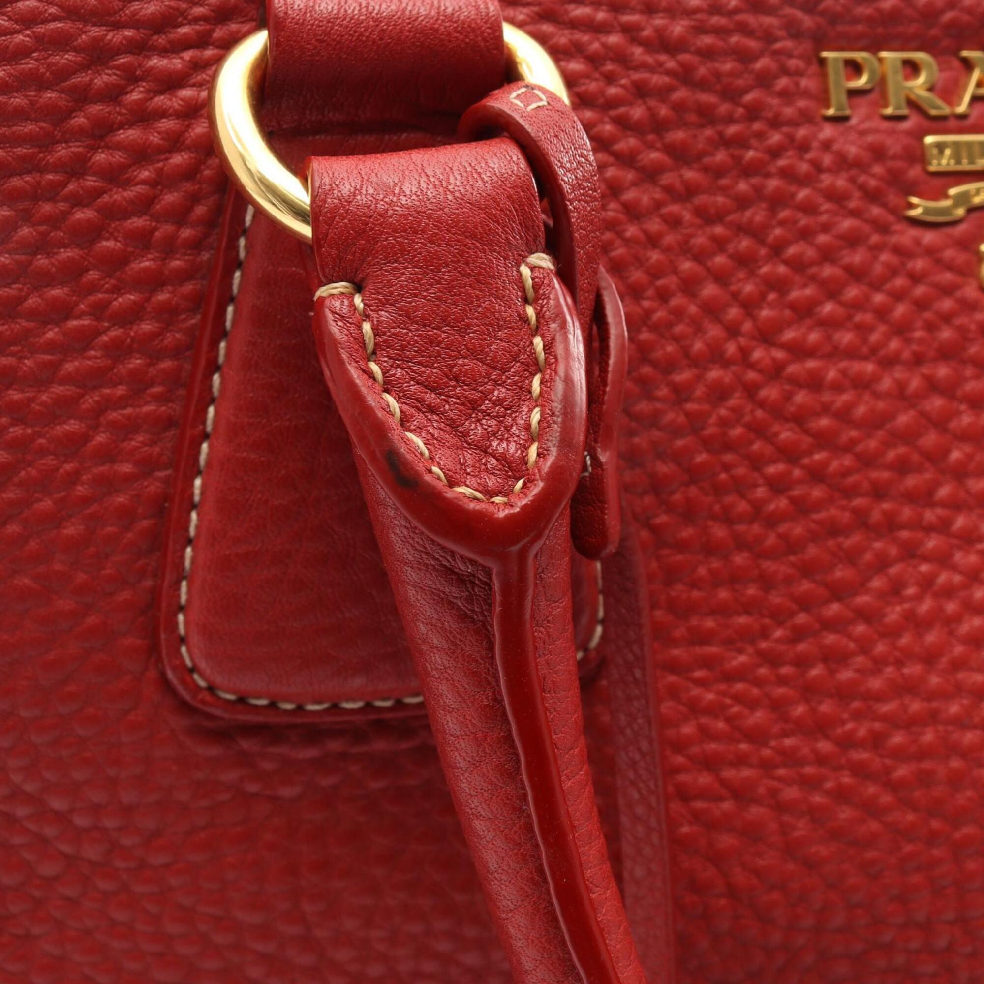 Prada Red Color Leather Handbag (Pre-Owned)