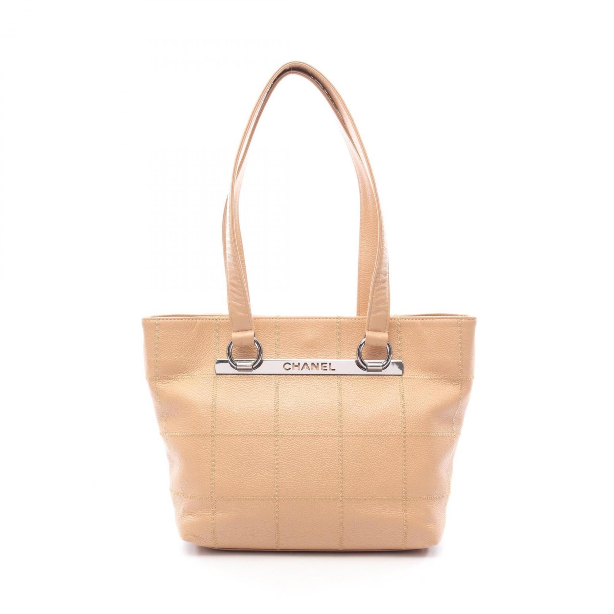 Chanel Beige Grained Calfskin Handbag Tote Bag (Pre-Owned)