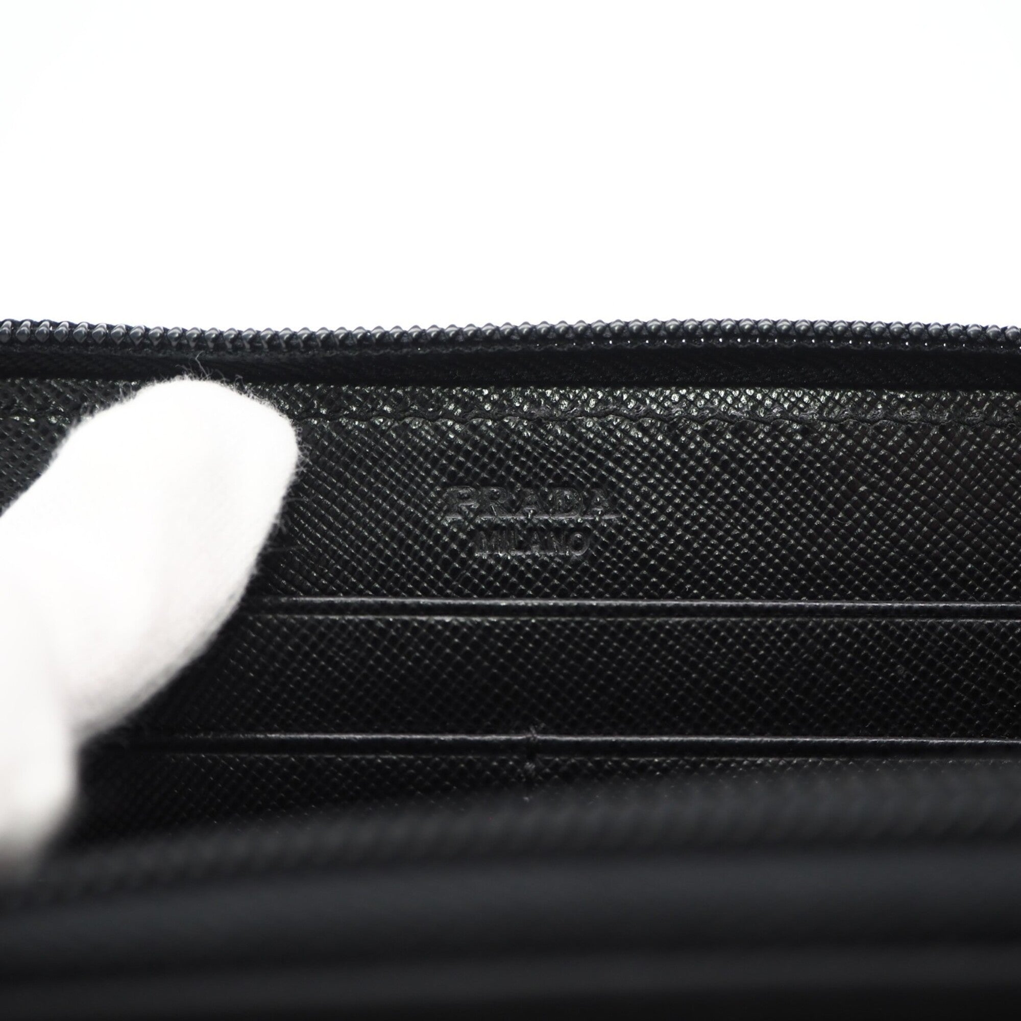 Prada Saffiano Black Nylon Saffiano Long Wallet (Bi-Fold) (Pre-Owned)