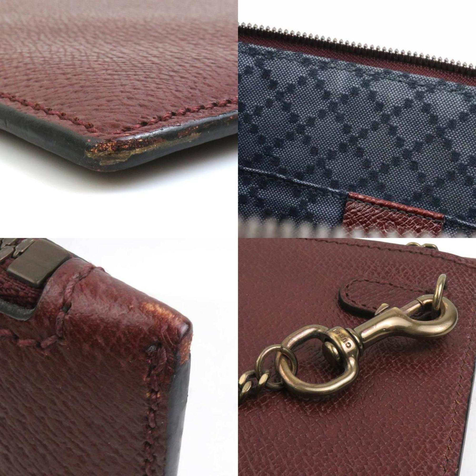 Gucci Bordeaux Leather Clutch Bag (Pre-Owned)