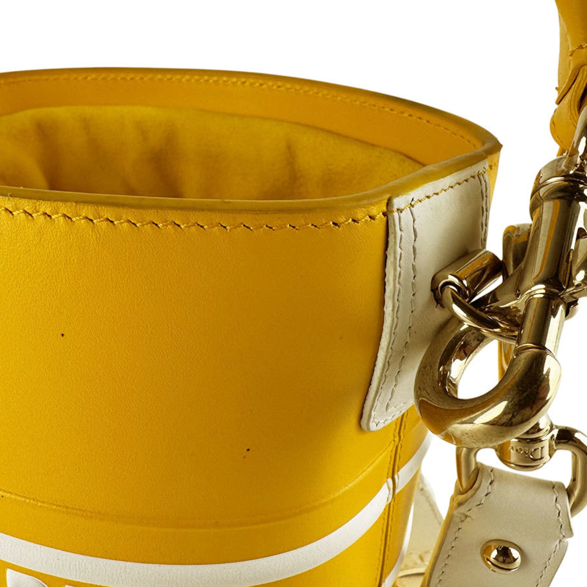 Christian Dior White Yellow Leather Handbag Shoulder Bag (Pre-Owned)