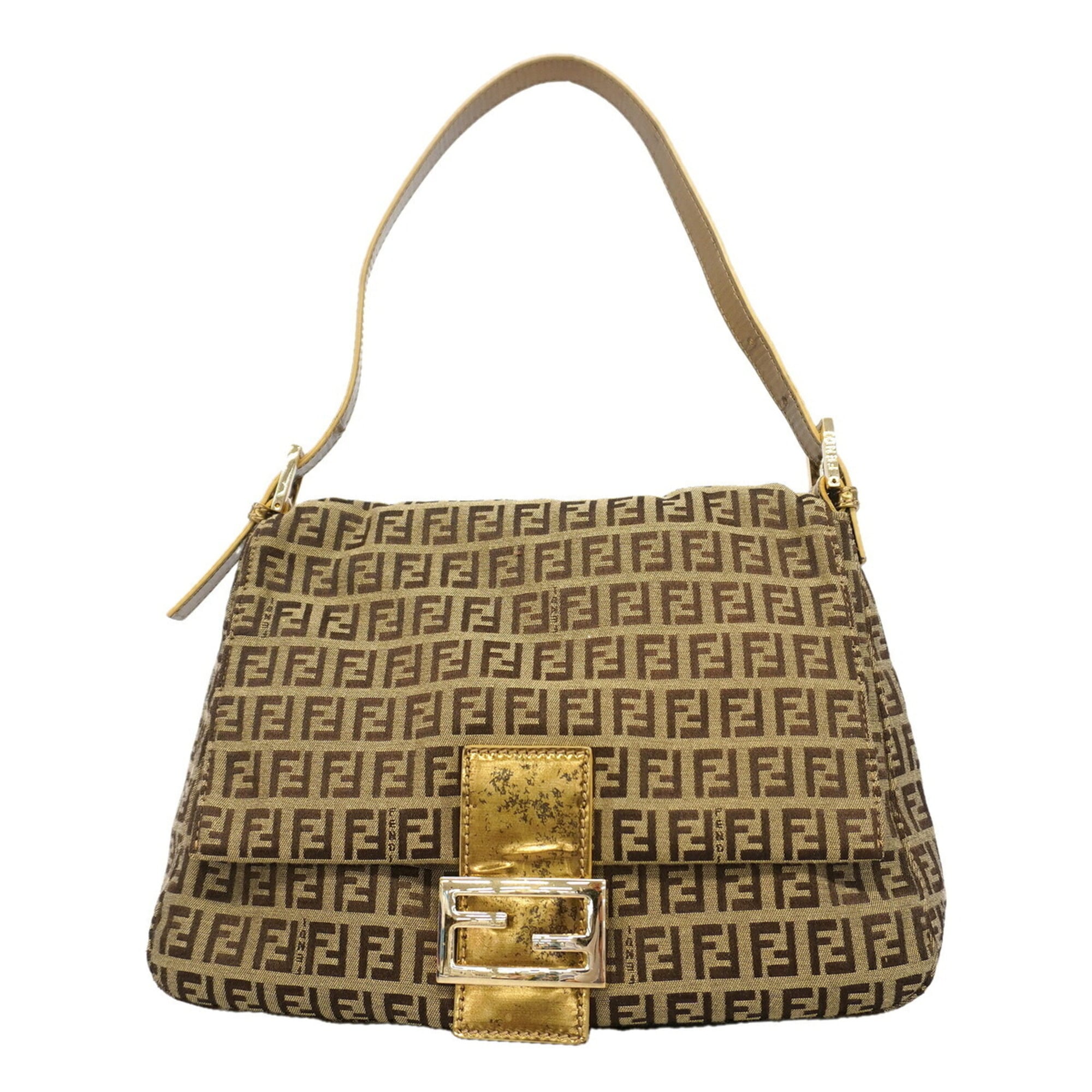 Fendi Beige Brown Nylon Canvas Handbag (Pre-Owned)