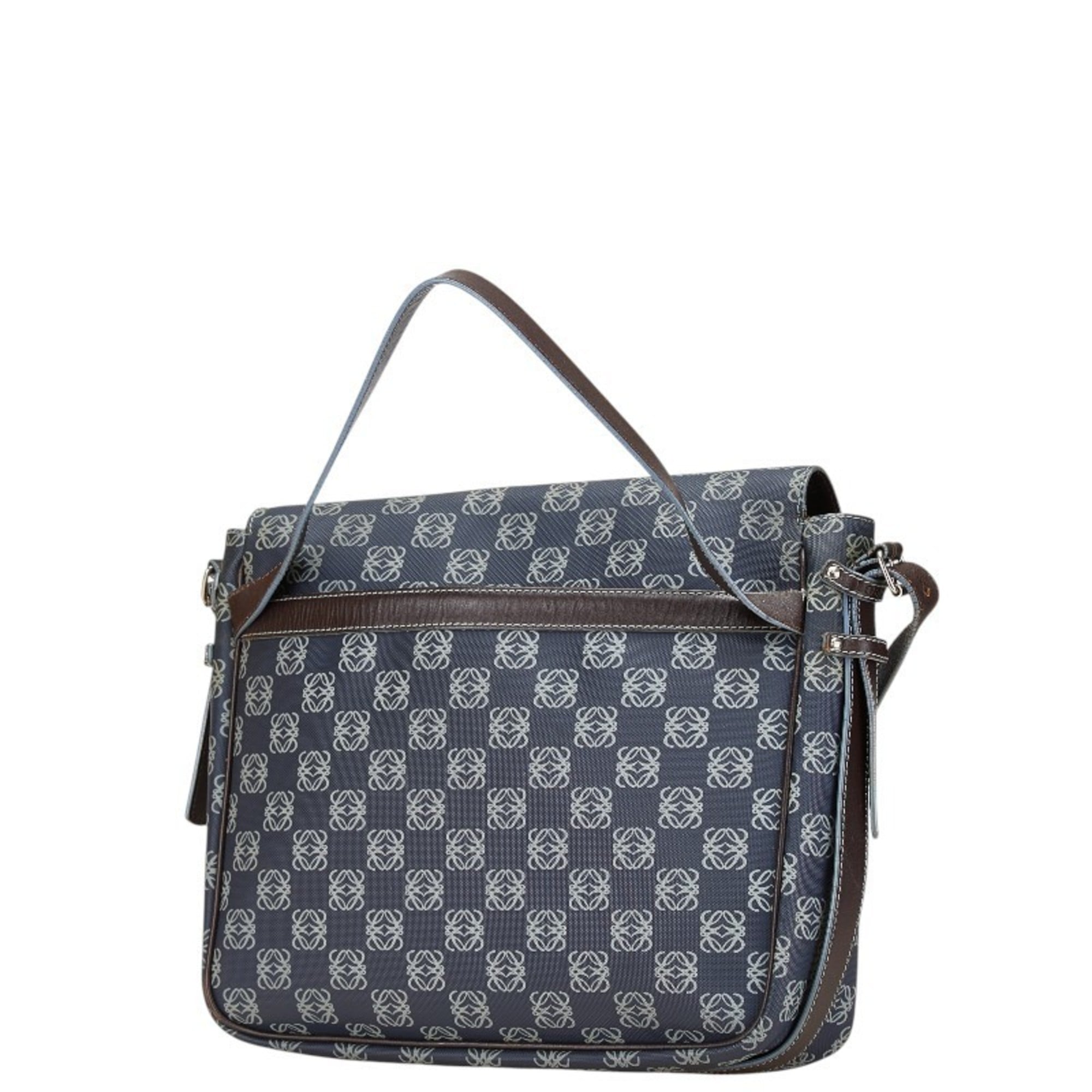 Loewe Gray Navy Pvc Leather Messenger Bag Shoulder Bag (Pre-Owned)