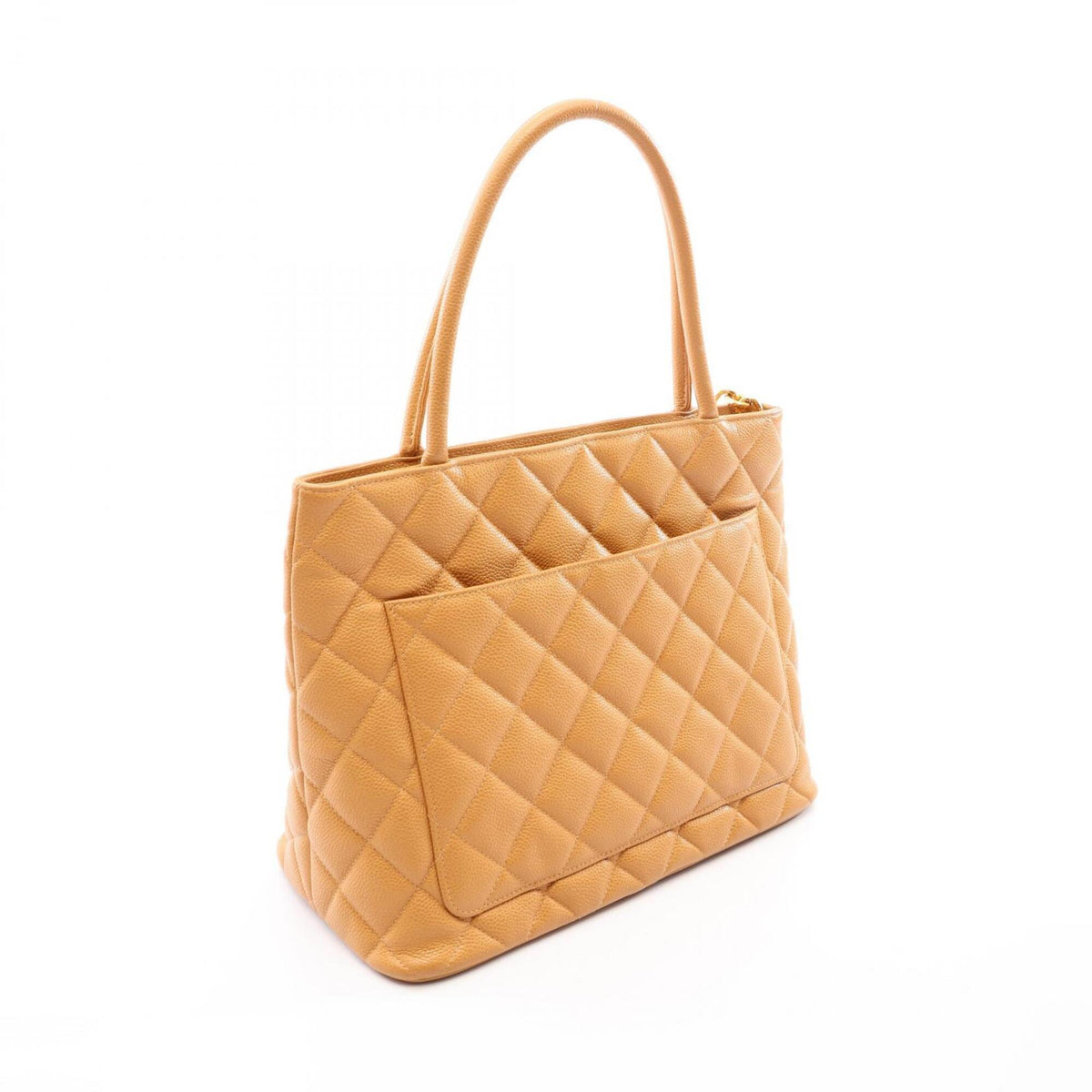 Chanel Beige Grained Calfskin Handbag Tote Bag (Pre-Owned)