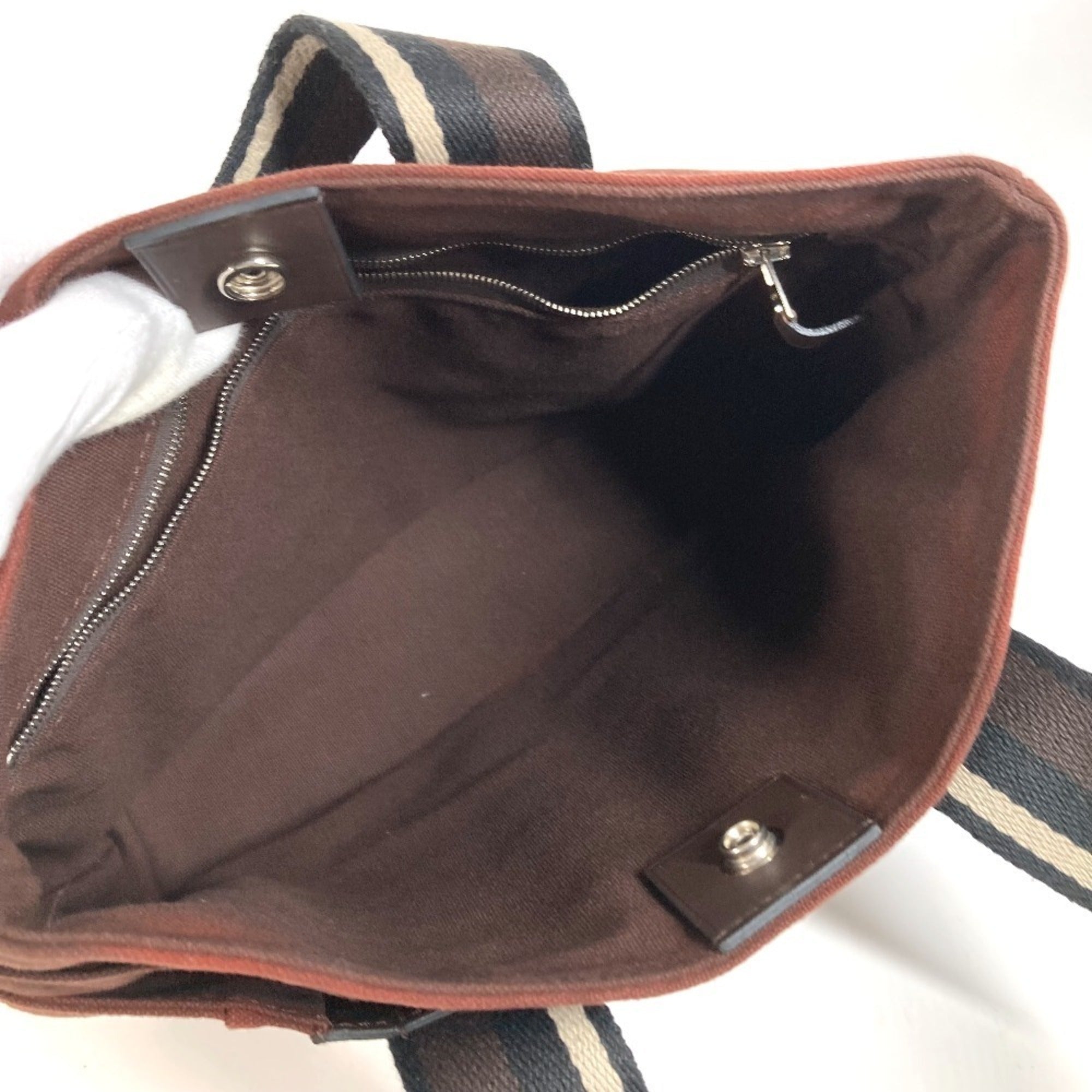 Hermes Brown Cotton Handbag Tote Bag (Pre-Owned)