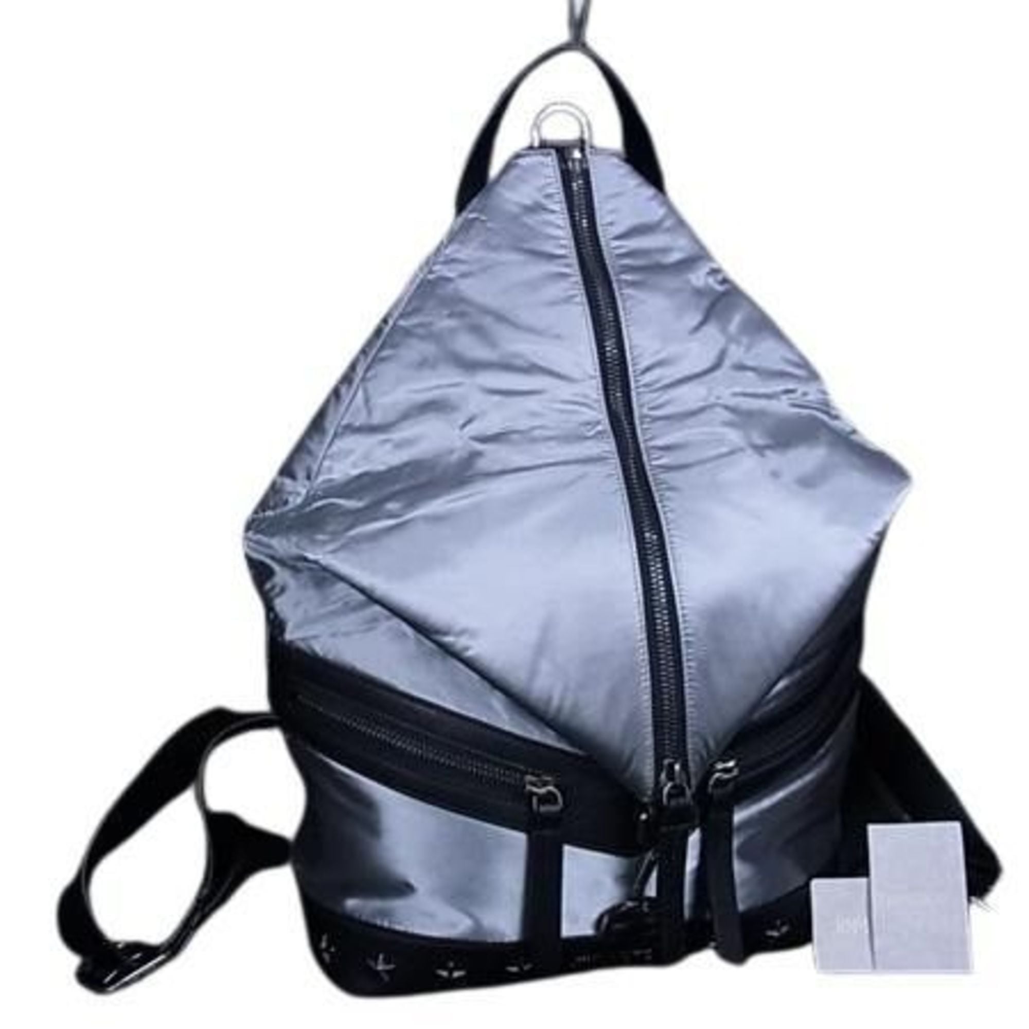 Jimmy Choo Black Silver Nylon Leather Backpack Handbag Shoulder Bag (Pre-Owned)