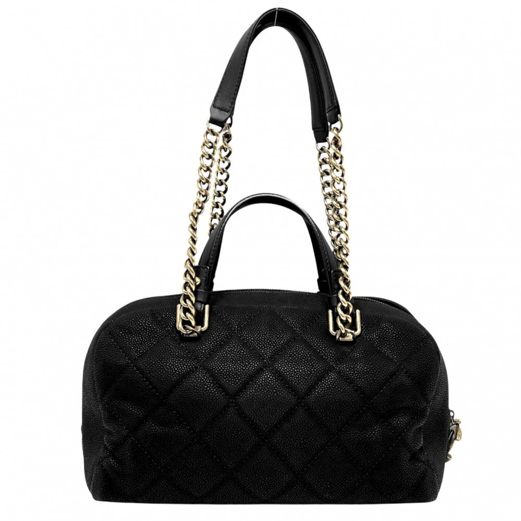 Chanel Black Leather Handbag Shoulder Bag (Pre-Owned)