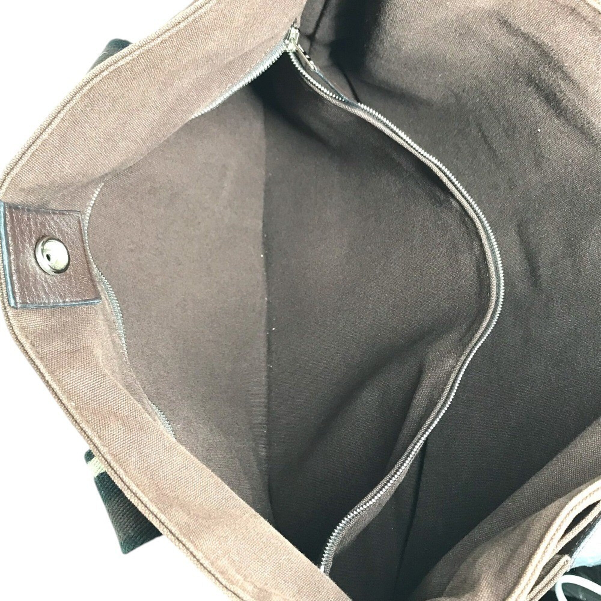 Hermes Brown Canvas Handbag Shoulder Bag Tote Bag (Pre-Owned)