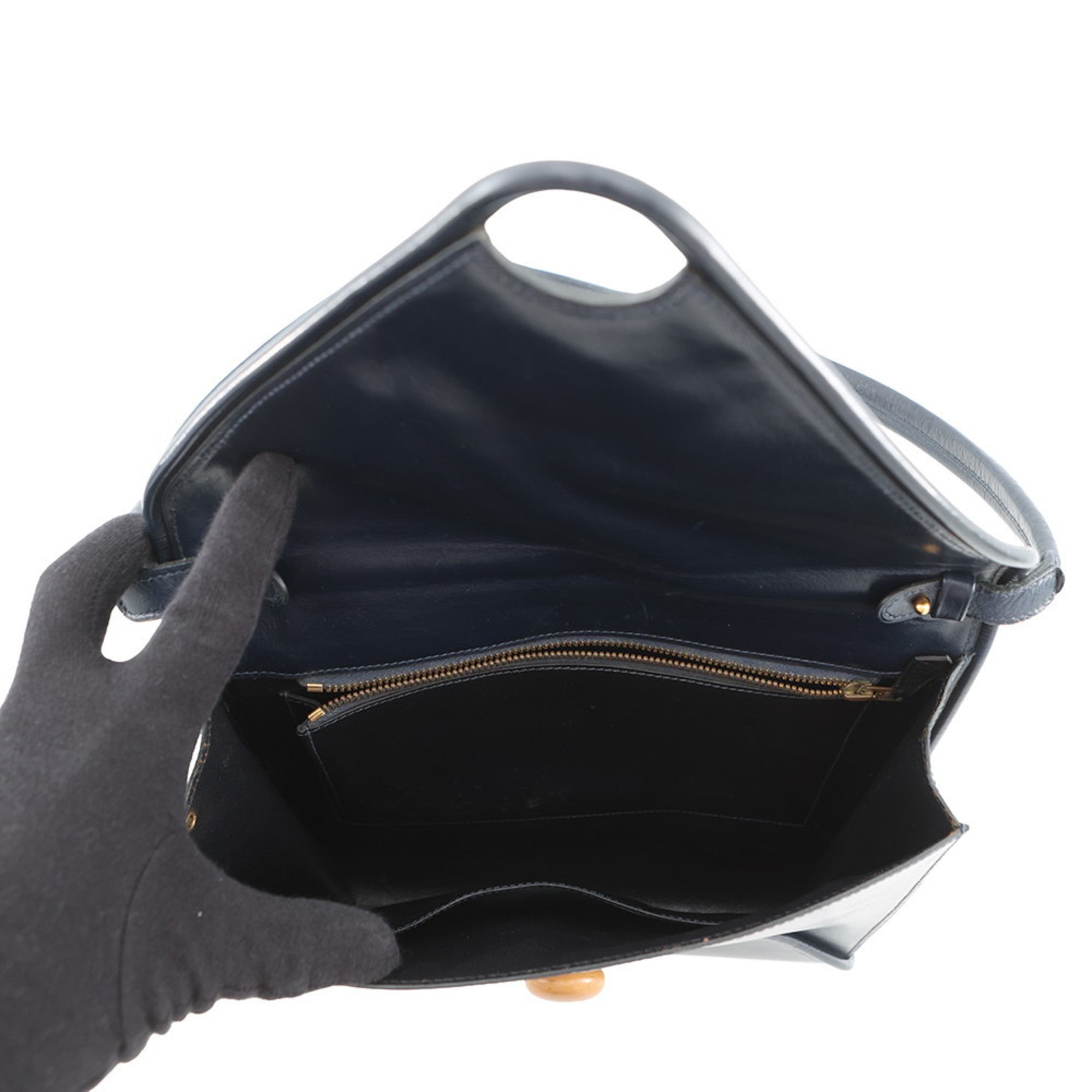 Hermes Navy Box Nepal Leather Handbag Shoulder Bag (Pre-Owned)