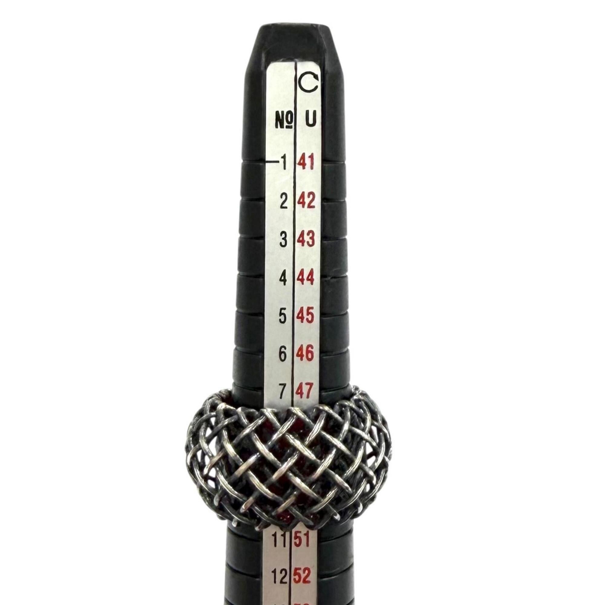 Bottega Veneta Silver Red Color Silver 925 Band Ring (Pre-Owned)
