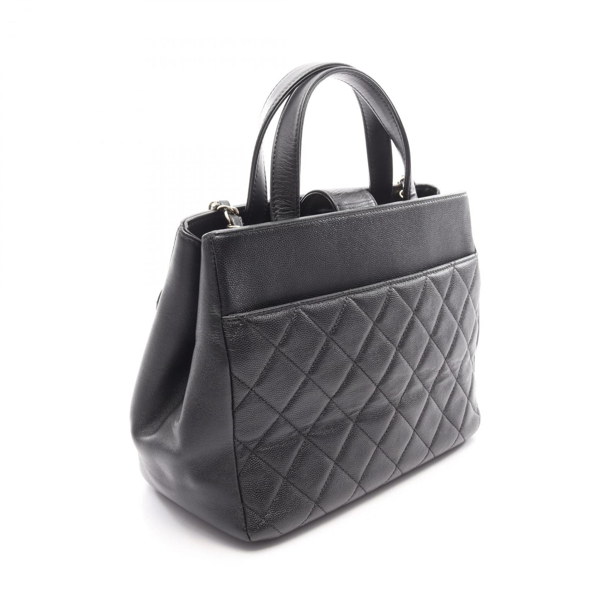 Chanel Black Grained Calfskin Leather Handbag Shoulder Bag (Pre-Owned)
