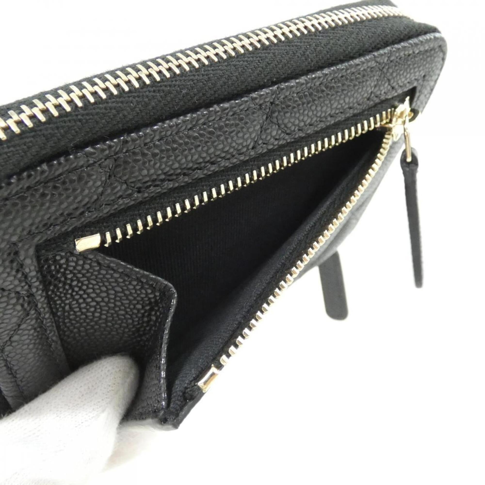 Chanel Black Grained Calfskin Wallet (Bi-Fold) (Pre-Owned)