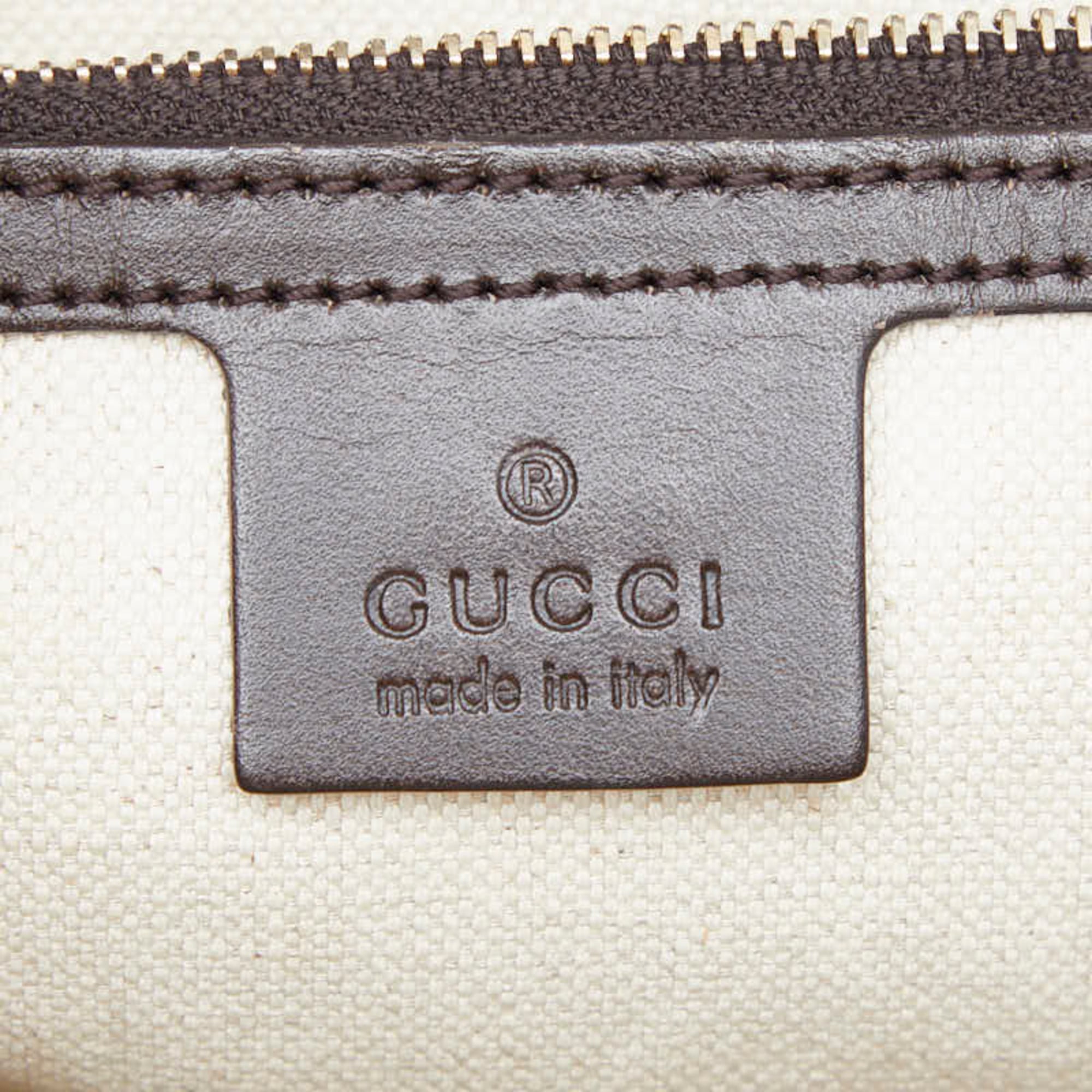 Gucci Beige Brown Canvas Leather Handbag Shoulder Bag (Pre-Owned)