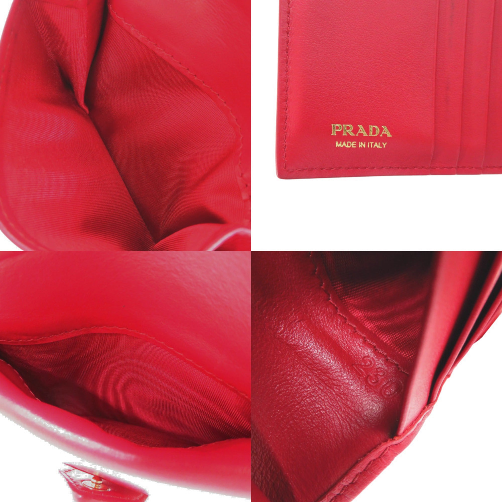 Prada Fuoco Red Color Leather Wallet (Bi-Fold) (Pre-Owned)