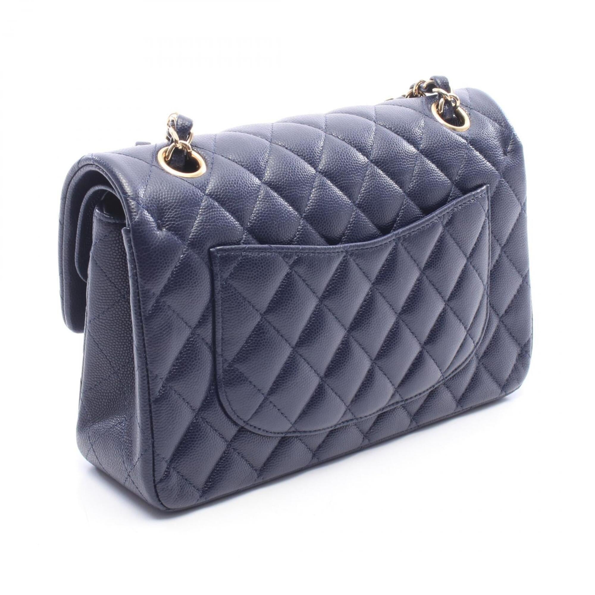 Chanel Navy Grained Calfskin Handbag Shoulder Bag (Pre-Owned)