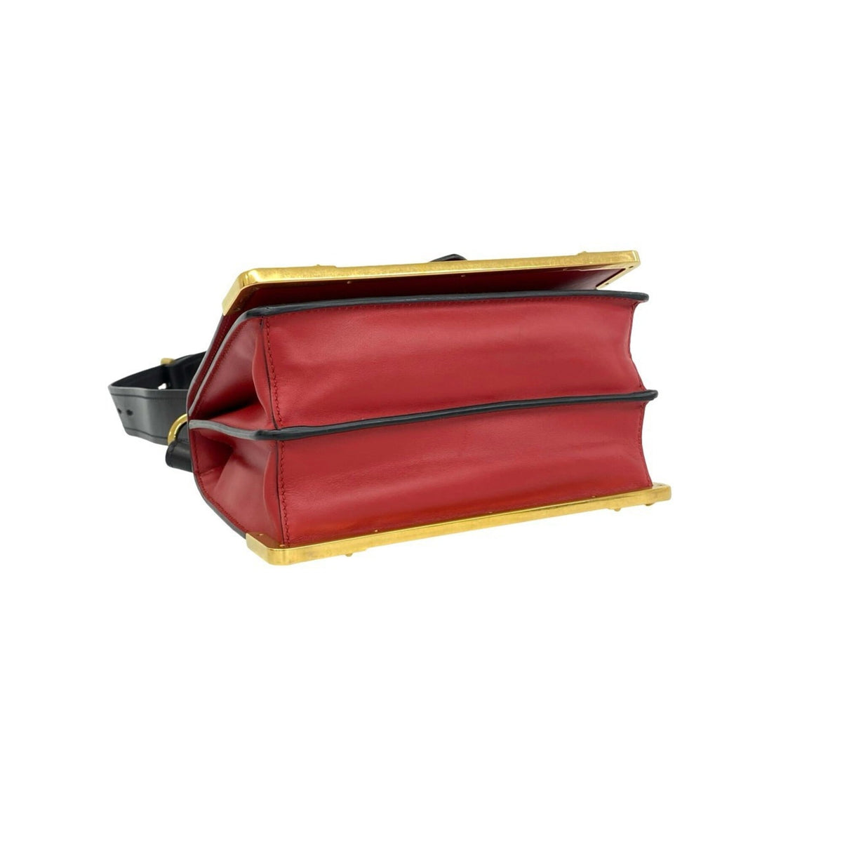 Prada Black Gold Red Color Leather Pochette Shoulder Bag (Pre-Owned)