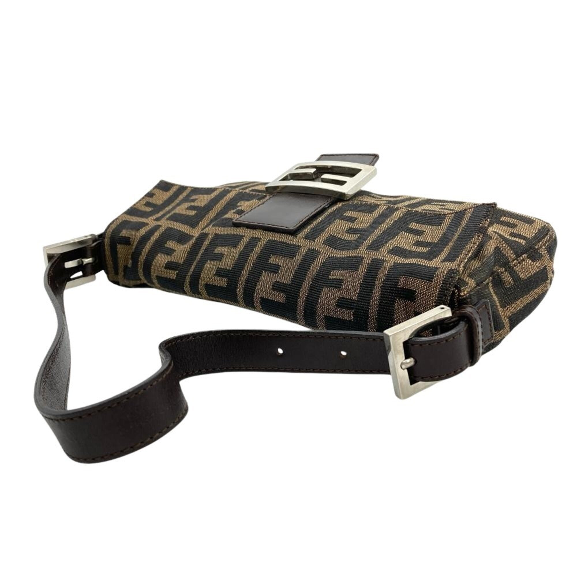 Fendi Brown Canvas Leather Shoulder Bag (Pre-Owned)