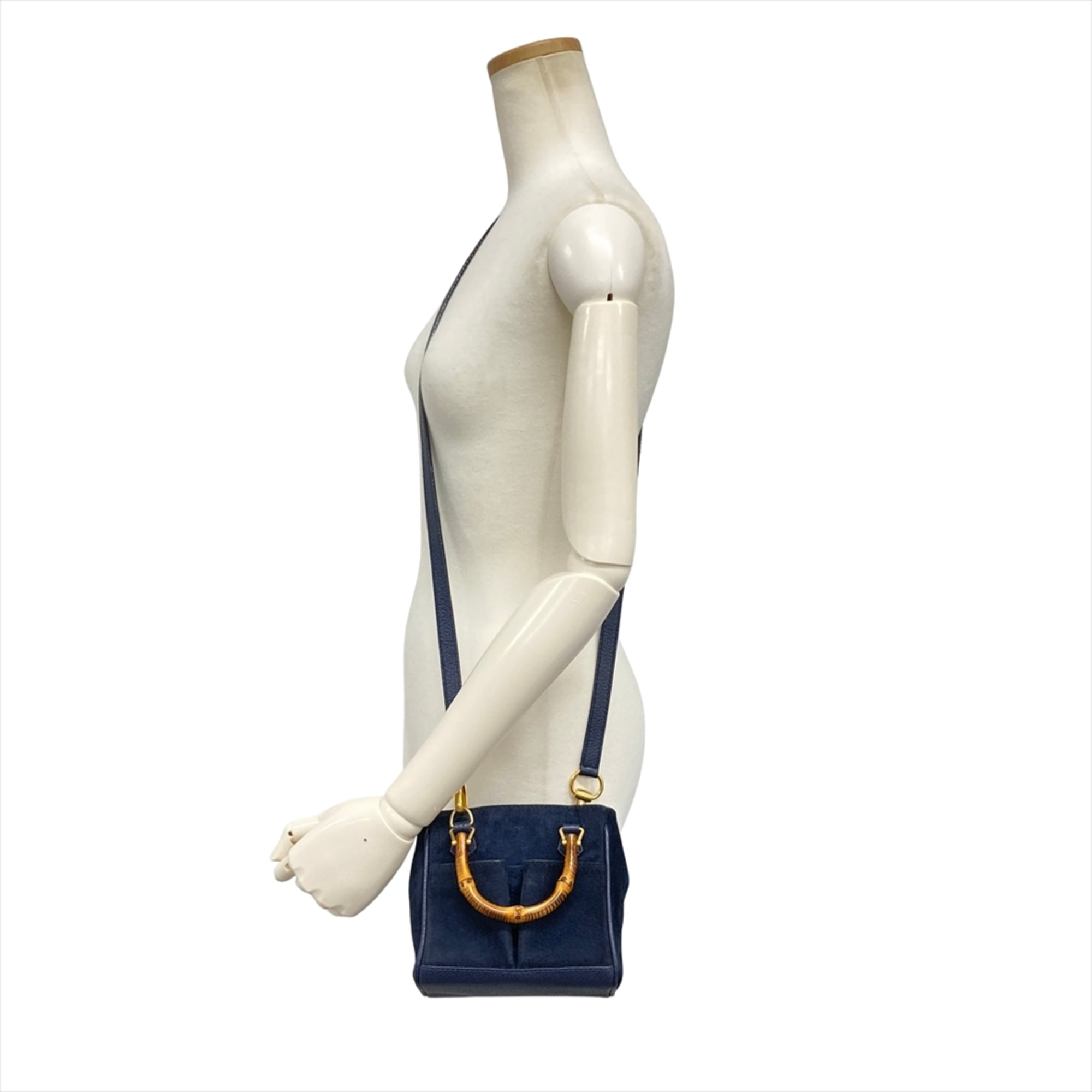Gucci Navy Suede Leather Shoulder Bag (Pre-Owned)