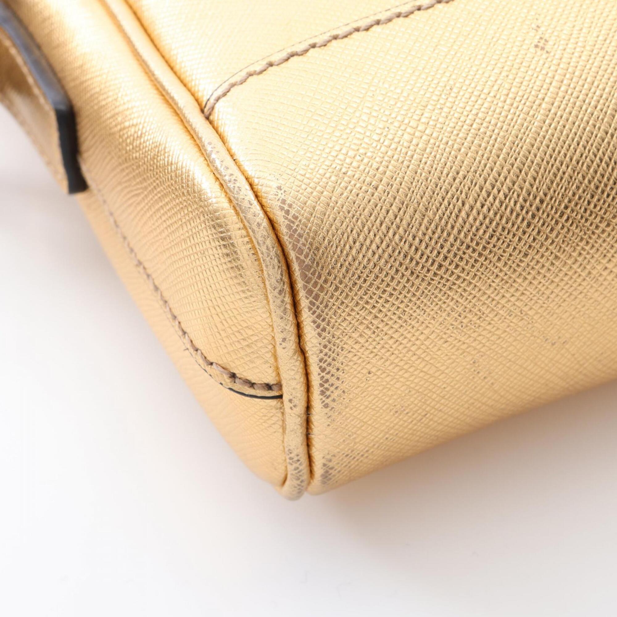 Prada Gold Saffiano Handbag Shoulder Bag (Pre-Owned)