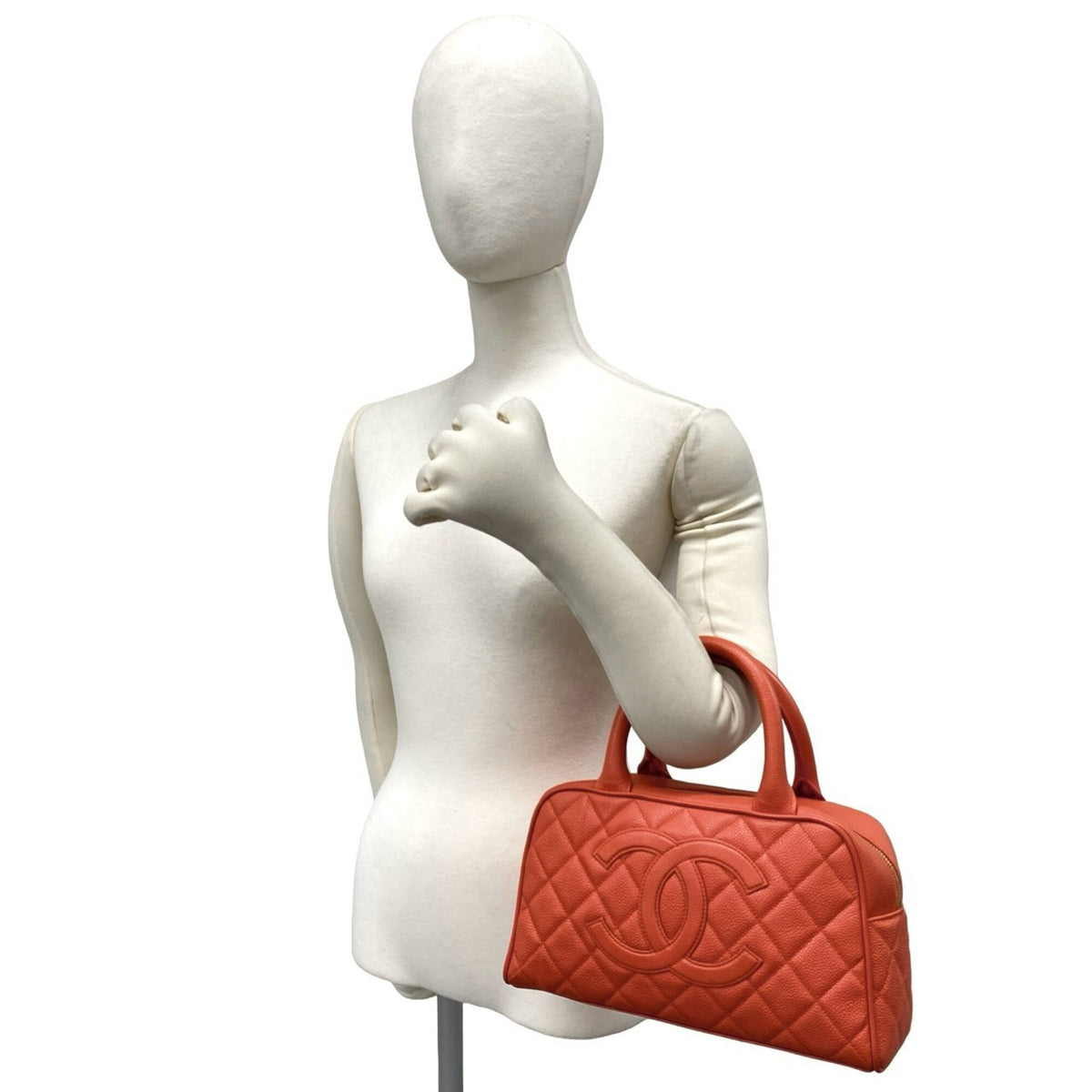 Chanel Pink Grained Calfskin Boston Bag Handbag (Pre-Owned)