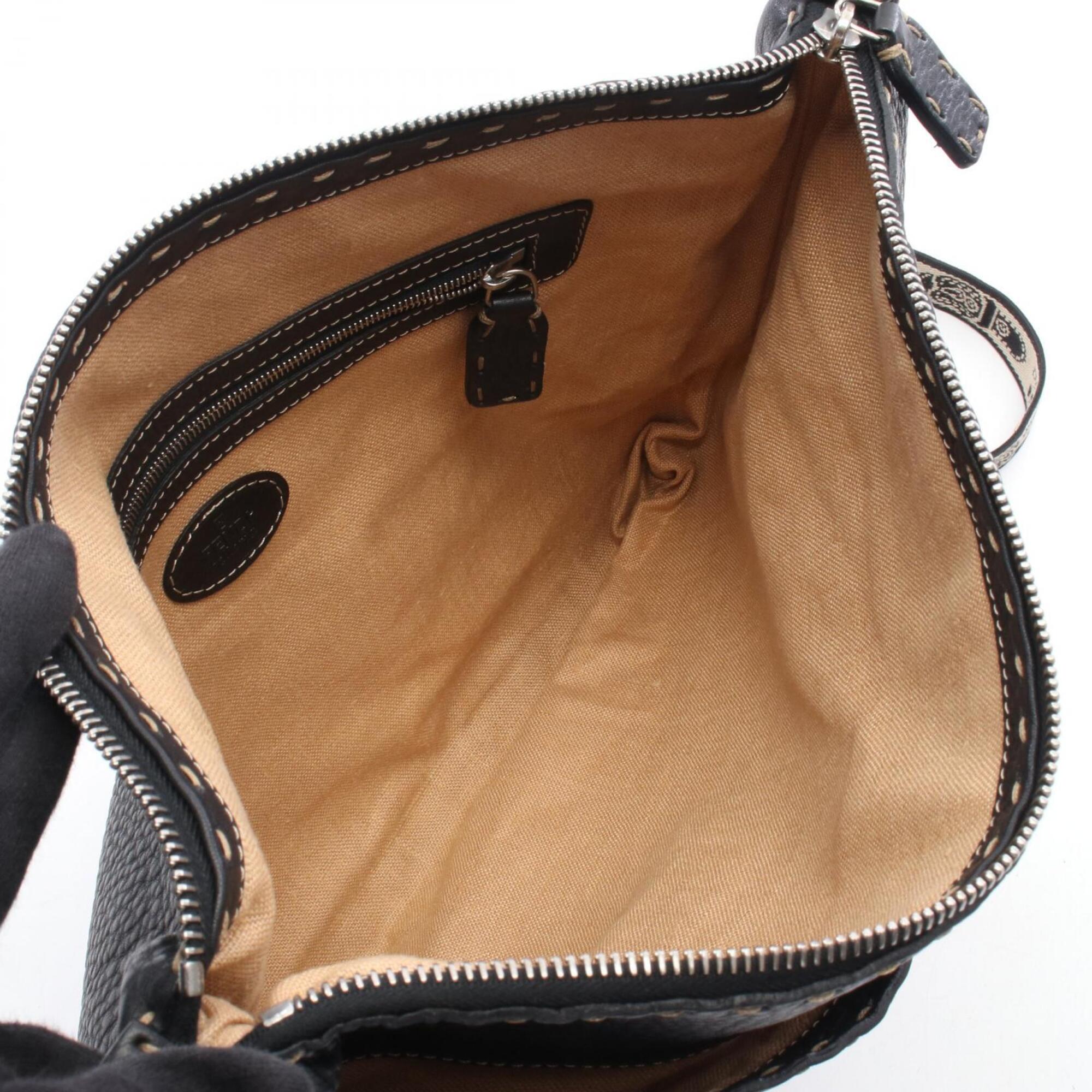 Fendi Black Leather Handbag Shoulder Bag (Pre-Owned)
