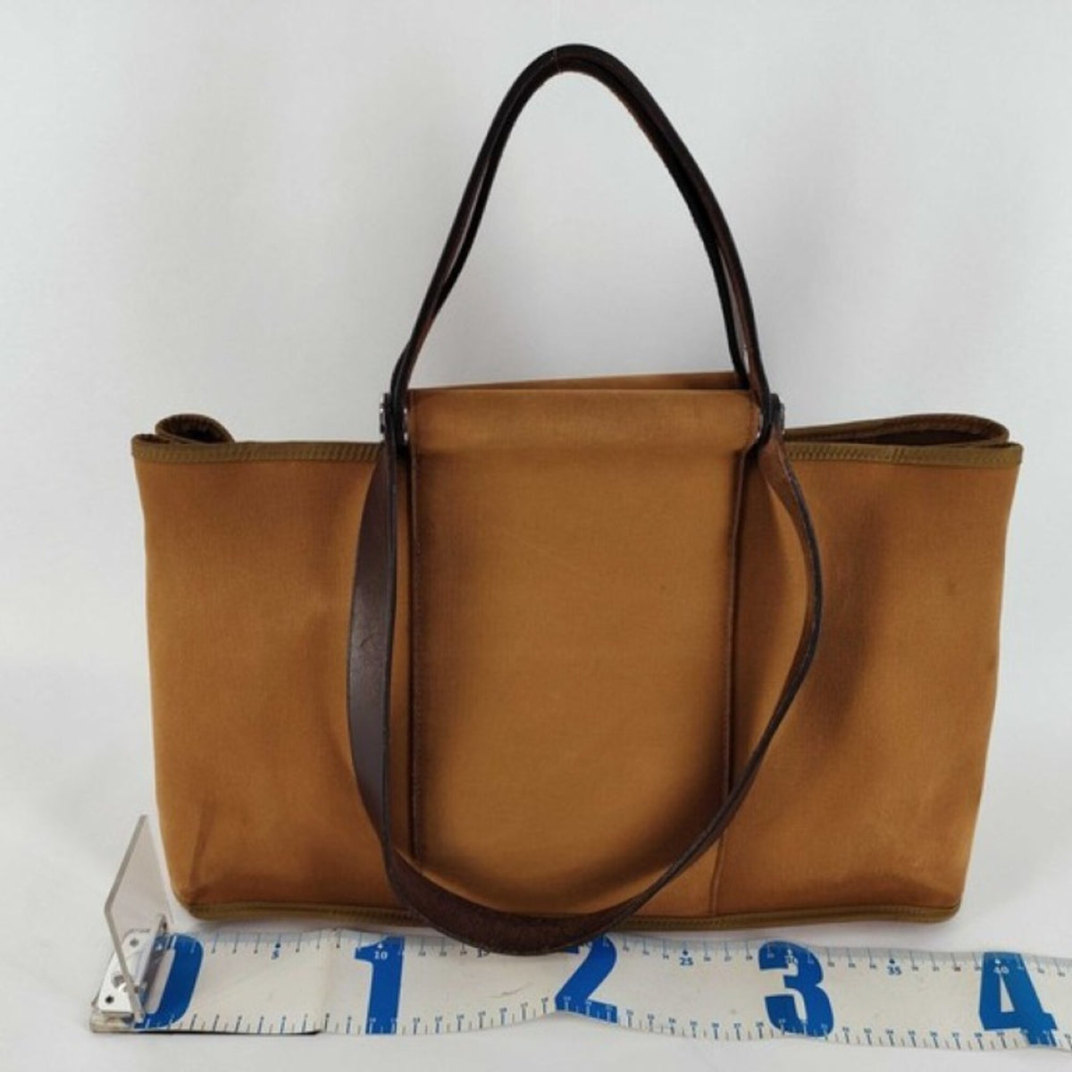Hermes Brown Canvas Leather Shoulder Bag (Pre-Owned)