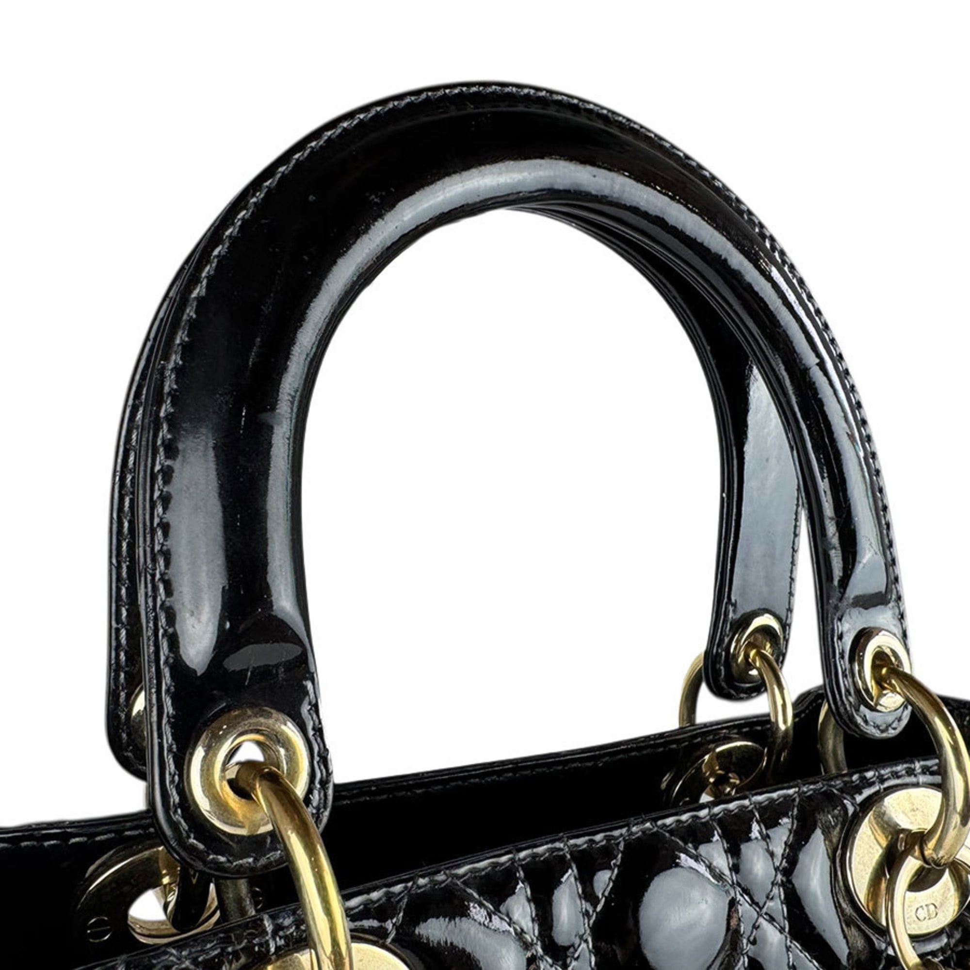 Christian Dior Black Patent Leather Handbag Shoulder Bag (Pre-Owned)