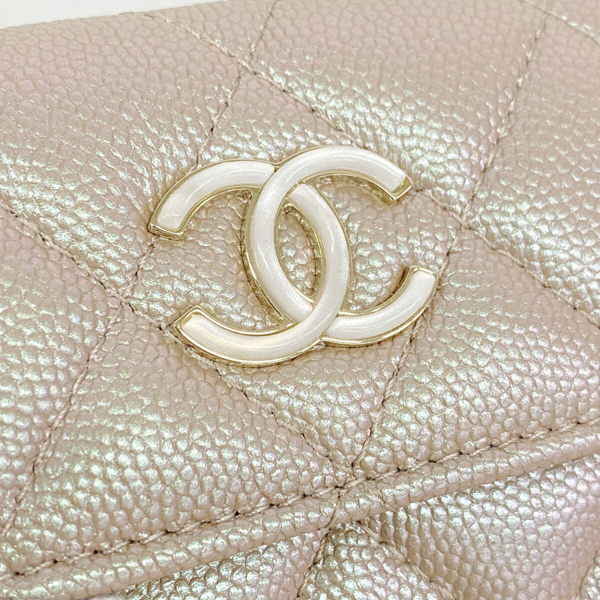 Chanel Metallic Pink Grained Calfskin Wallet (Tri-Fold) (Pre-Owned)