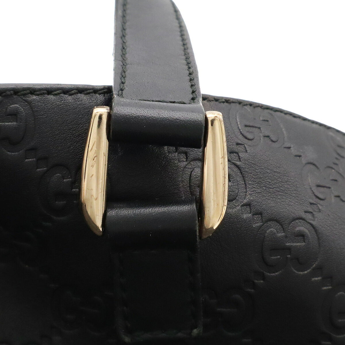 Gucci Guccissima Black Gg Leather Handbag Shoulder Bag Tote Bag (Pre-Owned)